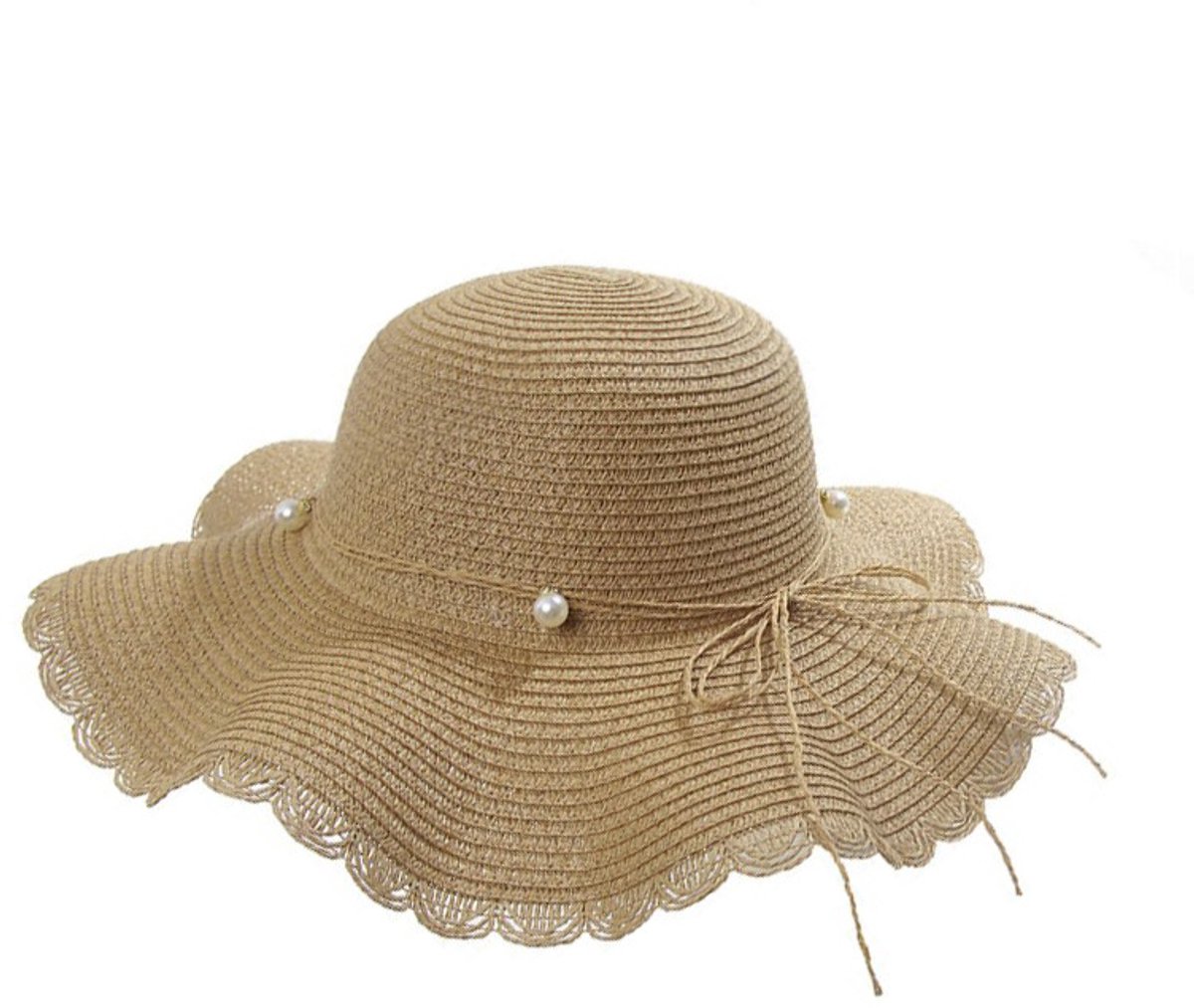 Straw hat - foldable sun hat for women - summer - breathable beach hat with wide brim and soft edge - with beautiful beads - UV protection - UPF 50 - suitable for hiking, travel and vacations - Image 1