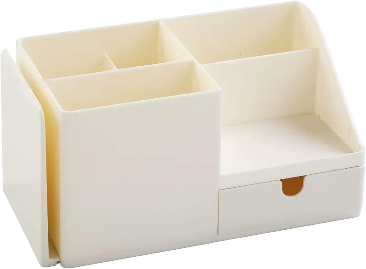 Desk organizer - Pencil holder - Storage - Sliding - Desk organizer, pencil holder and card holder, box and container for office, office supplies and dressing table - Wit - Image 1