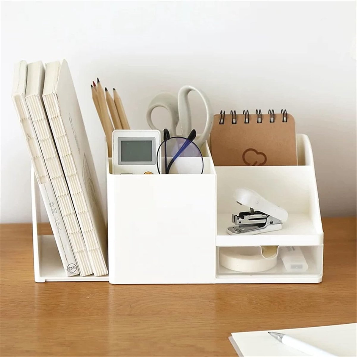 Desk organizer - Pencil holder - Storage - Sliding - Desk organizer, pencil holder and card holder, box and container for office, office supplies and dressing table - Wit - Image 3