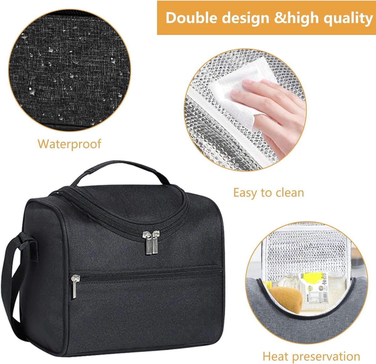 Picnic bag - Lunch bag - Lunch bag for adults - Insulated lunch bag for men - Reusable cooler - Waterproof and easy to clean - For work, travel, picnics, outdoor activities, school, and the office - Image 6