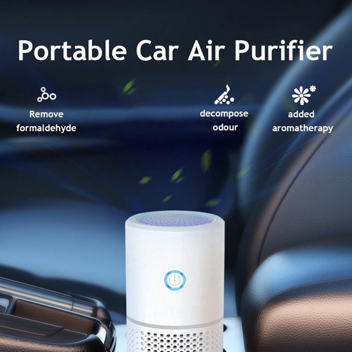 Air purifier - Mini portable air purifier - Car air filter - Ionizer - Works against dust mites and hay fever - Air filter - Wit - Image 1