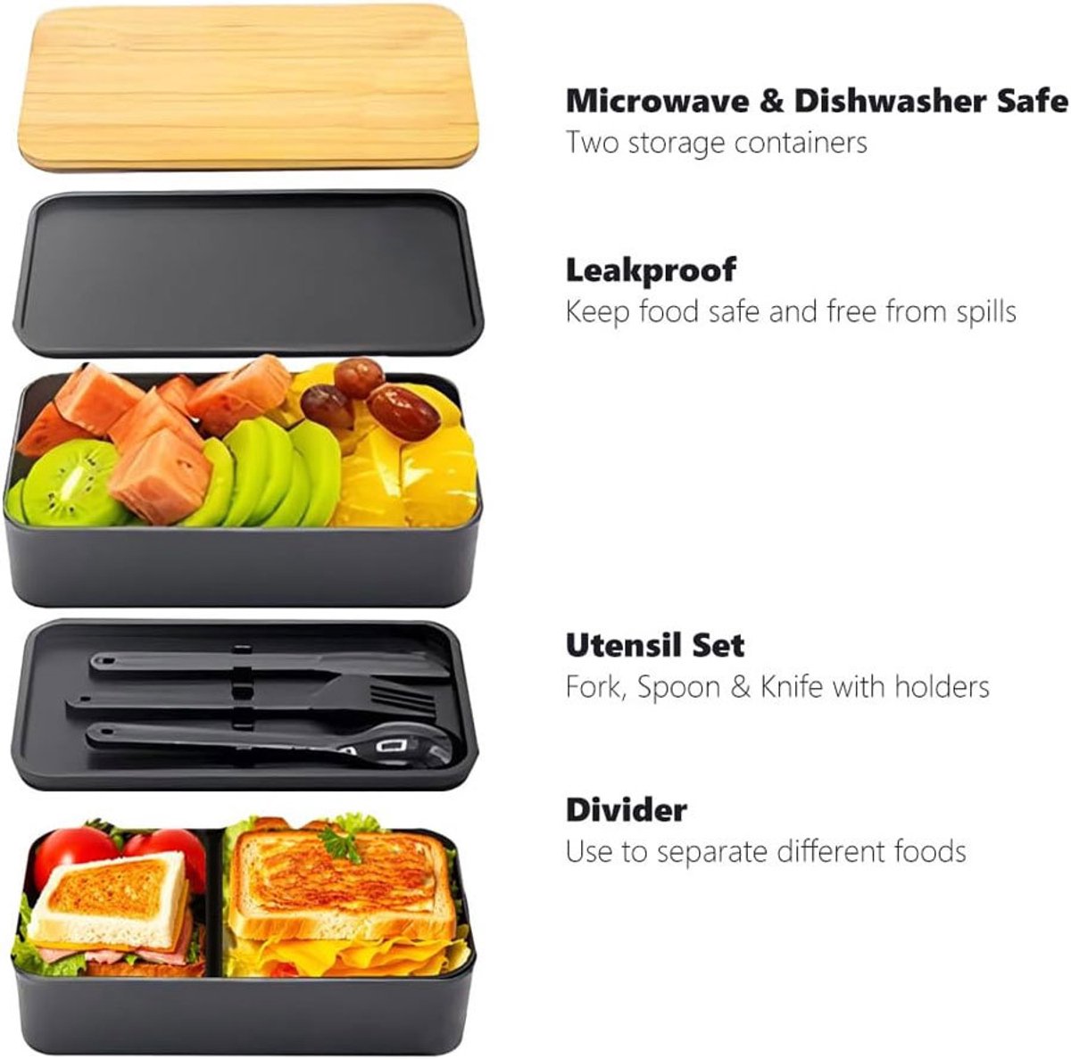 Japanese bento box, ideal lunch box for adults and children, compartmentalized lunch box, perfect for work, school, and baby on the go - Image 5