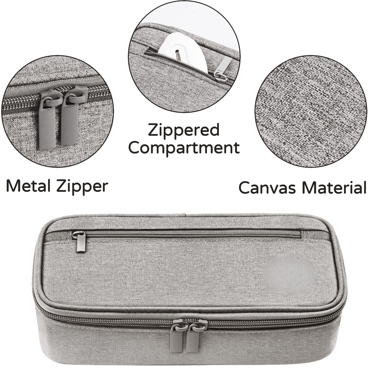 Large capacity pencil case, storage case, high-value, large capacity pencil case, stationery storage, makeup bag, office supplies, gray - Image 2