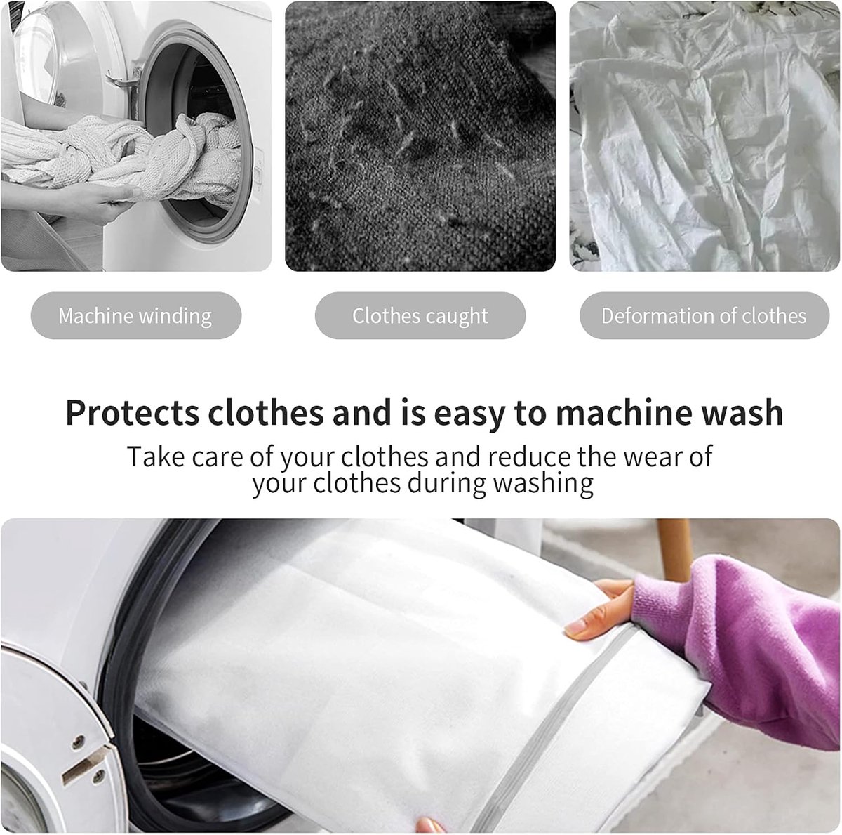 Set of 3 Laundry Bags - Net Clothes - Groot Laundry Nets - Large, Strong Bags - Delicate Clothes - Perfect for Washing Machines - Jackets - Jeans - 40 x 50 cm - Household Accessory - Image 3