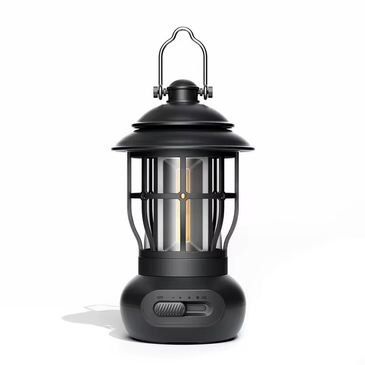 Rechargeable Camping Lantern – Retro Camping Lamp – Dimmable COB Hanging Light for Tent, Camping, Fishing, Hiking, etc. – Black - Image 1