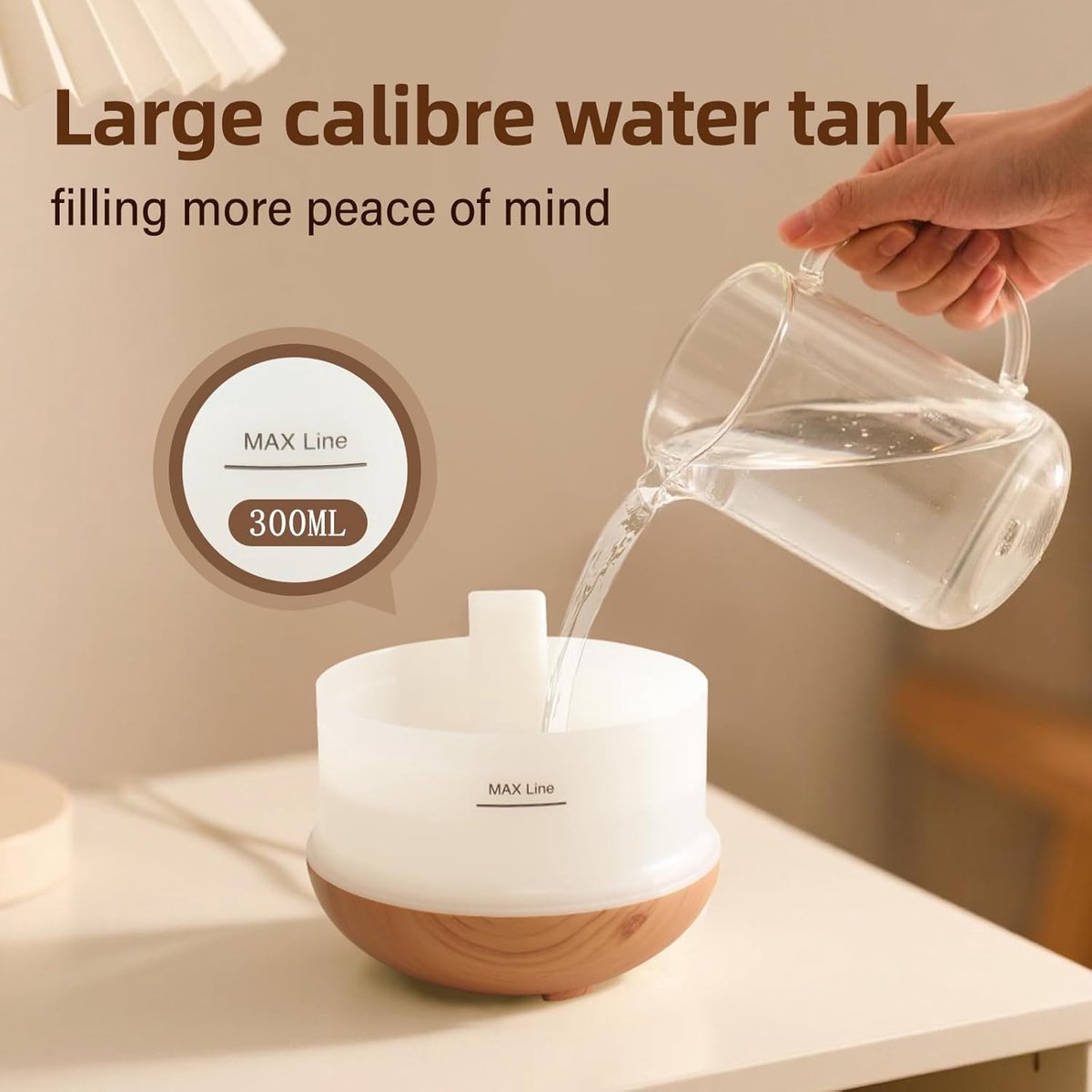 Humidifiers - Aromatherapy Humidifier - 300ml Diffuser - Air Humidifier - Room Humidifier - 7-Color LED - Light and Automatic Shut-Off - Essential Oil Diffuser for Home and Office (Light Color) - Image 4