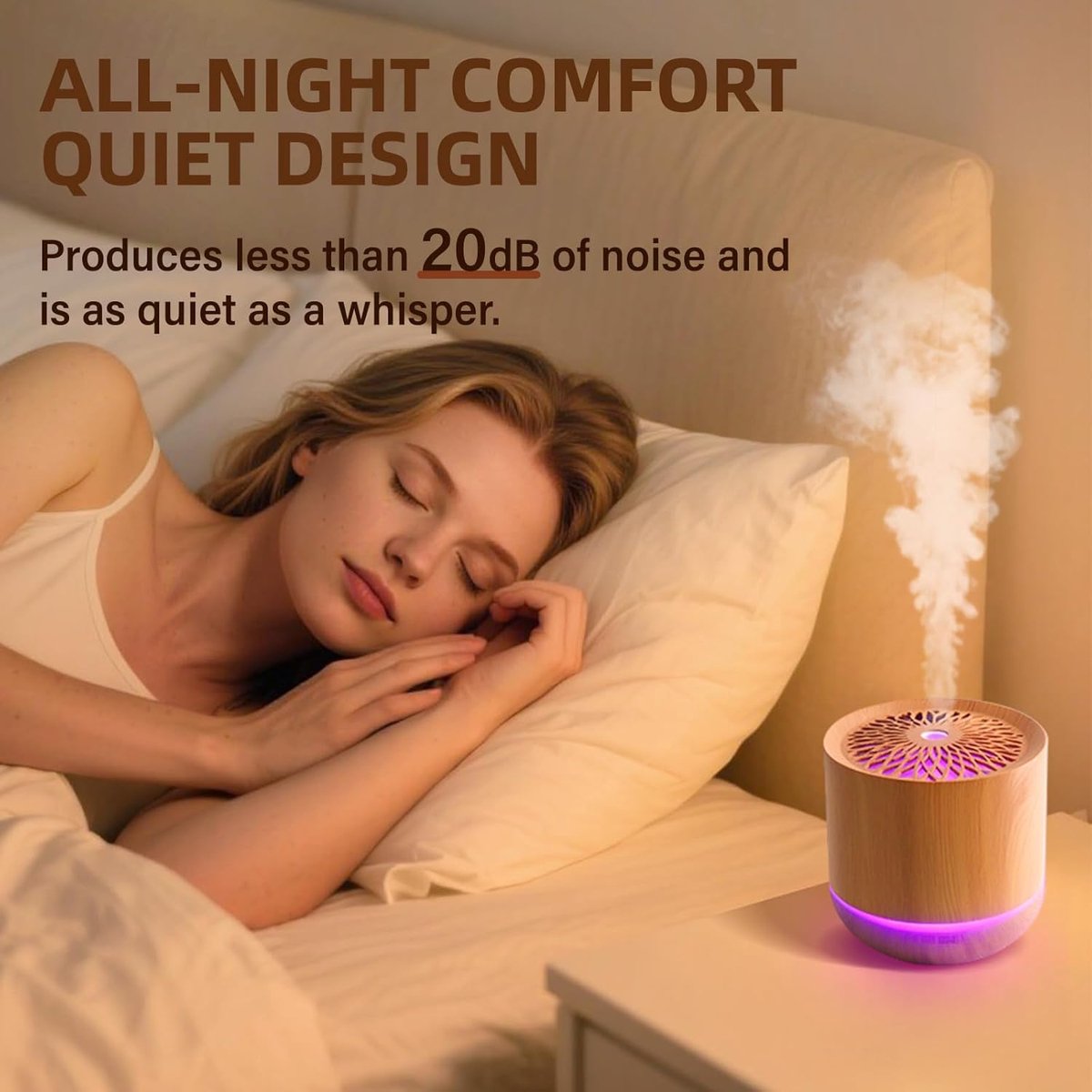 Humidifiers - Aromatherapy Humidifier - 300ml Diffuser - Air Humidifier - Room Humidifier - 7-Color LED - Light and Automatic Shut-Off - Essential Oil Diffuser for Home and Office (Light Color) - Image 7