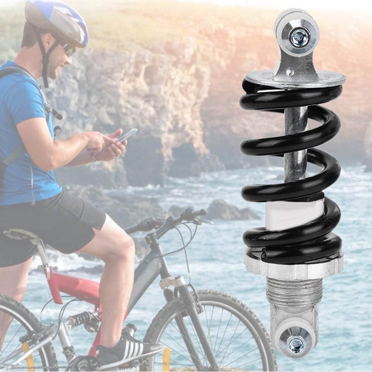 Bicycle shock absorber - Rear bicycle spring shock absorber - Metal - Mountain bike rear suspension shock absorber - Spring shock absorber - Bicycle parts - 1200 lbs - Image 2