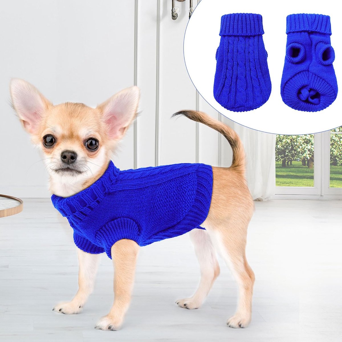 Dog Coat - Dog Sweater - Small Dog Sweater - Warm Dog Coat - Warm Puppy Sweater - Thick Knit Winter Sweater - Soft Roll Neck Sweater - Perfect for Small Dogs and Puppies - Christmas - Size M - Image 4