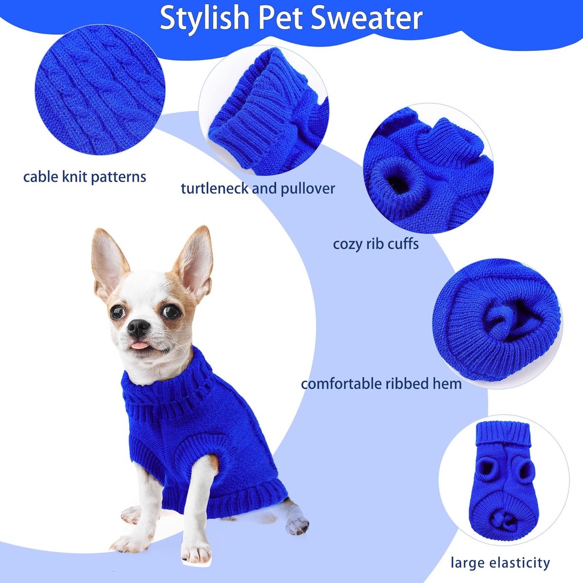 Dog Coat - Dog Sweater - Small Dog Sweater - Warm Dog Coat - Warm Puppy Sweater - Thick Knit Winter Sweater - Soft Roll Neck Sweater - Perfect for Small Dogs and Puppies - Christmas - XL - Image 3