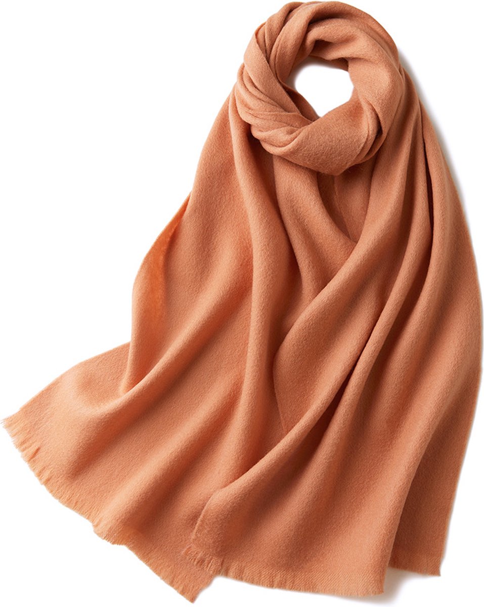 Warm and soft autumn and winter scarf, warm and lightweight scarf, versatile unisex plain wool scarf (32x190cm) - apricot yellow - Image 1