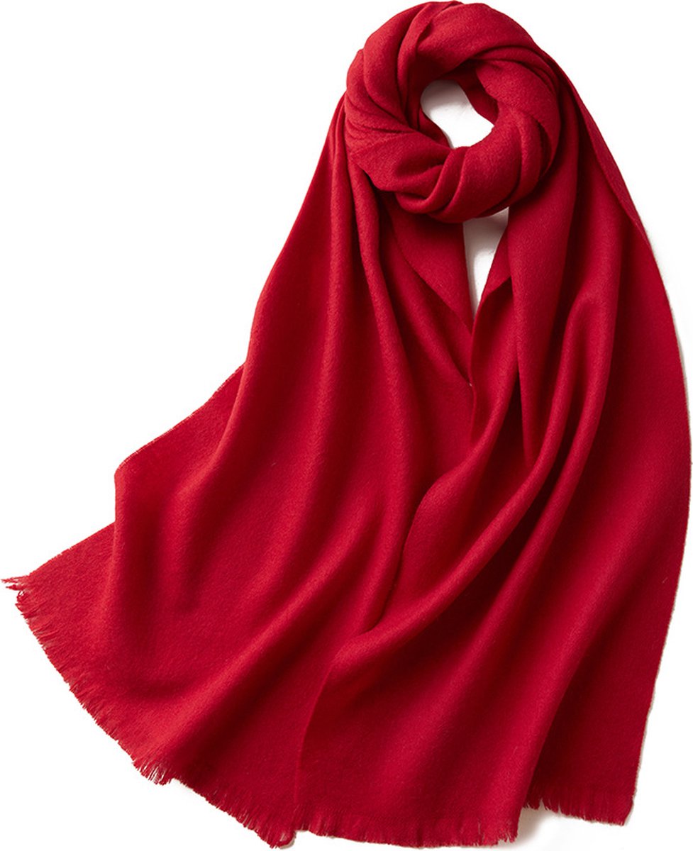 Warm and soft autumn and winter scarf, warm and lightweight scarf, versatile unisex plain wool scarf (32x190cm) - red - Image 1