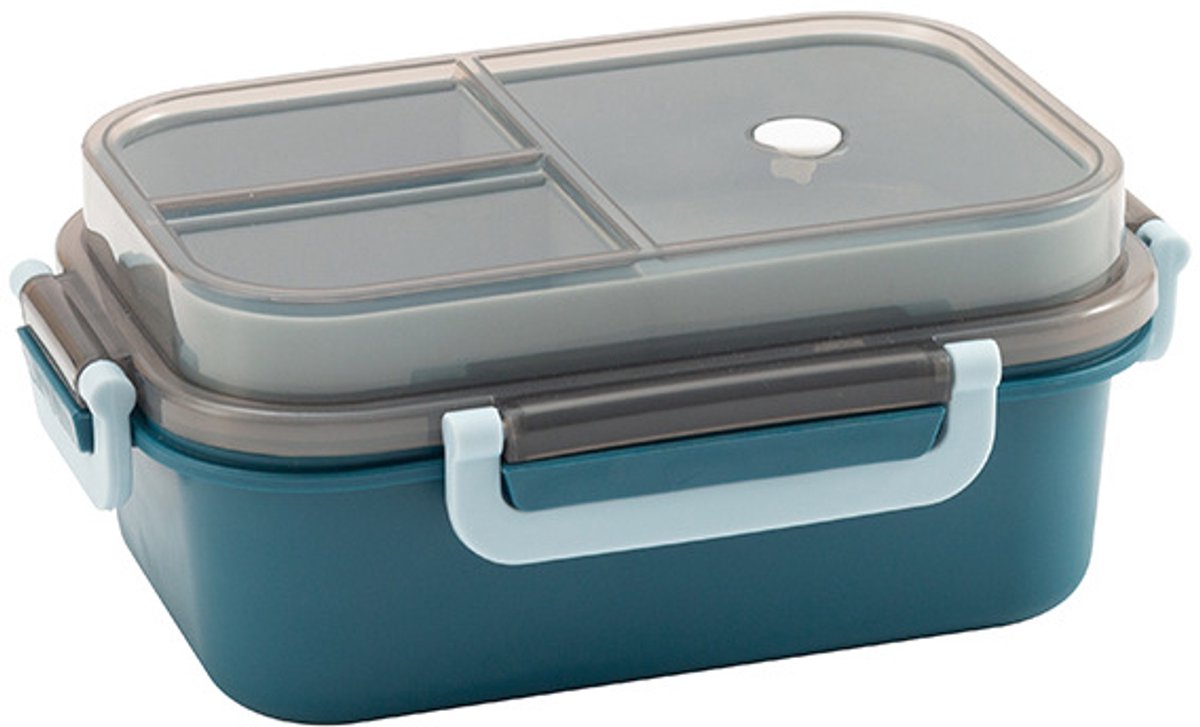 Lunch box - Lunch box for girls - Lunch box for adults - Lunch box with compartments - 2-layer integrated lunch box - Leakproof lunch box - With cutlery - For work - School - Picnic (blue) - Image 1
