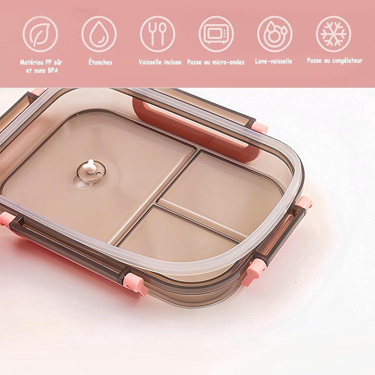 Lunch box - Lunch box for girls - Lunch box for adults - Lunch box with compartments - 2-layer integrated lunch box - Leakproof lunch box - With cutlery - For work - School - Picnic (blue) - Image 3