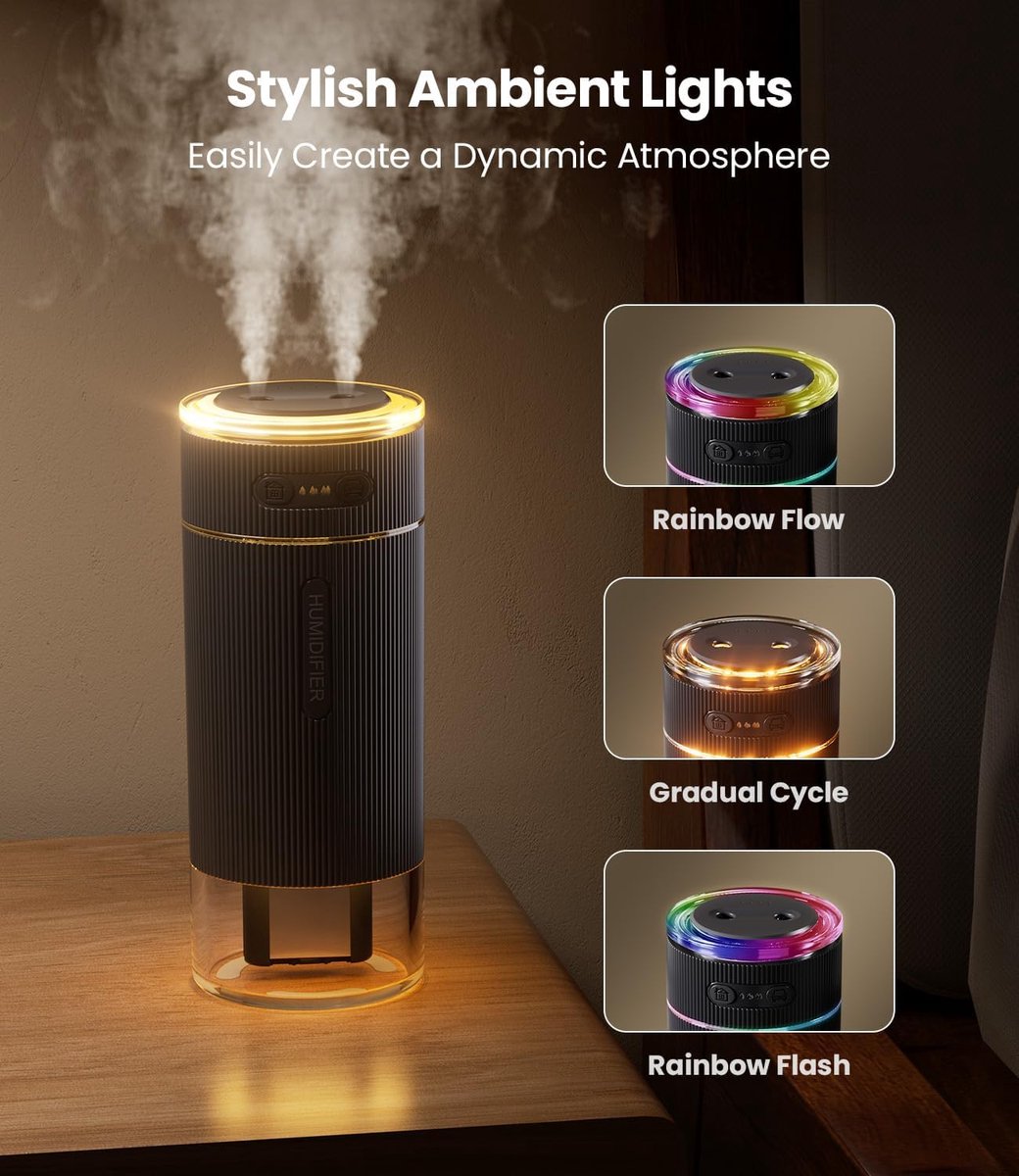 Humidifiers - Air humidifier - Bedroom humidifier - Mini desktop humidifier for travel, office, or children's room - Black - Image 7