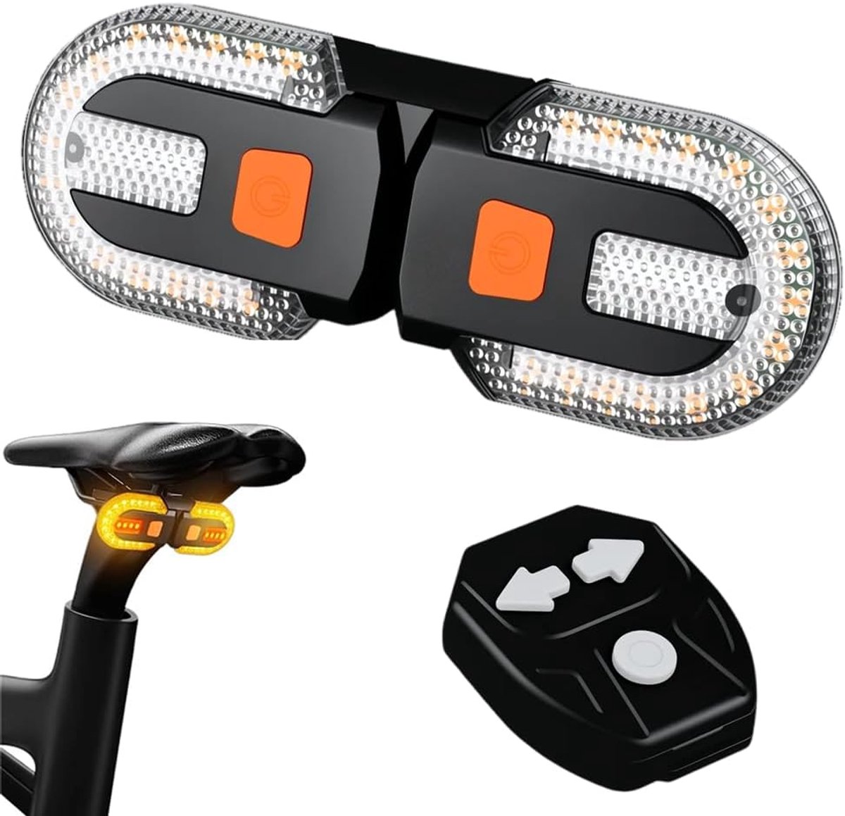 Bicycle light with alarm and rechargeable battery - Bicycle lamp - Bicycle alarm - Bicycle light - Bicycle alarm with remote control - Bicycle taillight - USB rechargeable - Waterproof - Alarm system - Bicycle taillight with alarm function - Black - Image 1