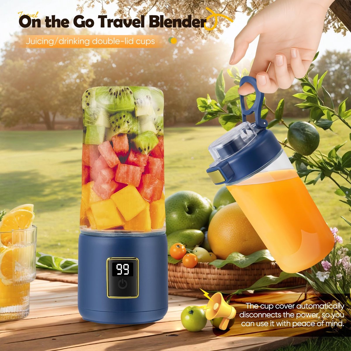 Portable Blender - Mini Blender - 12 Blades - Portable - On-the-Go Blender - Mini Juicer - Smoothie Maker - Perfect for Smoothies, Juices, and Baby Food - Dark Blue - Image 5
