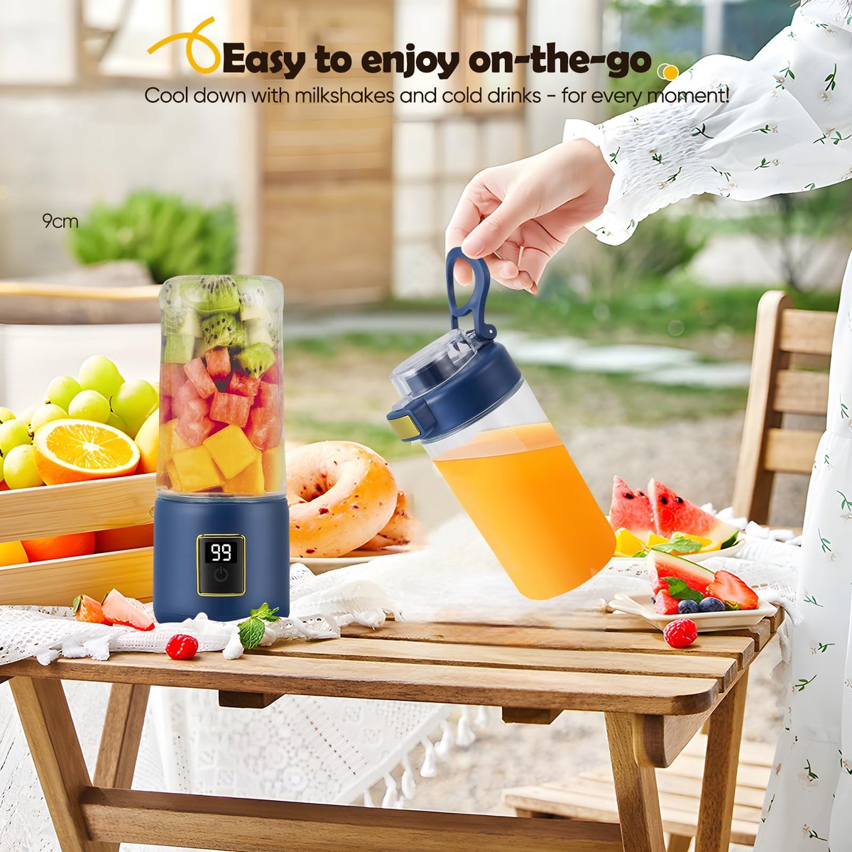 Portable Blender - Mini Blender - 12 Blades - Portable - On-the-Go Blender - Mini Juicer - Smoothie Maker - Perfect for Smoothies, Juices, and Baby Food - Dark Blue - Image 6