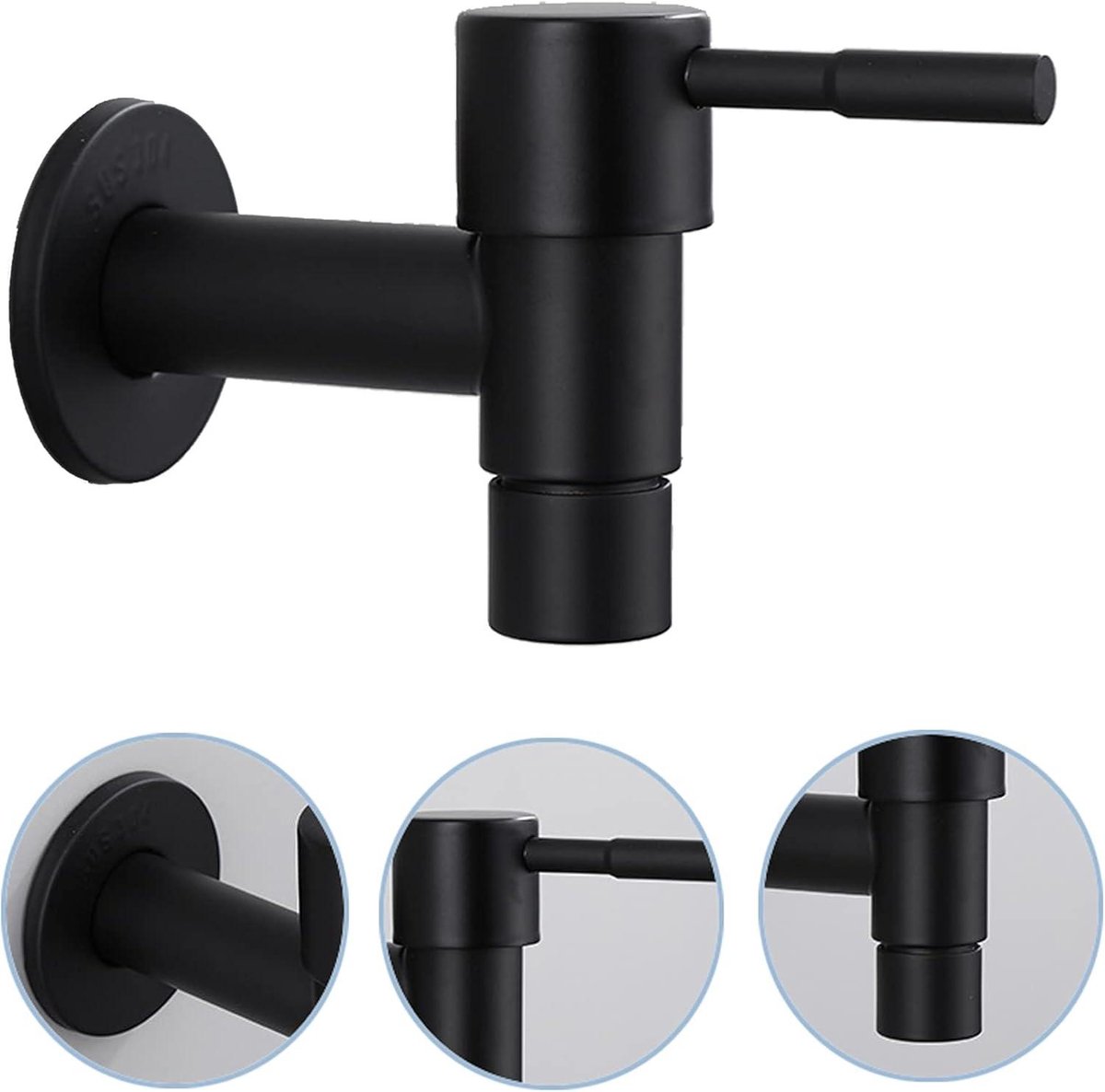 Single black stainless steel wall-mounted cold water kitchen faucet - Bathroom garden faucet - Sink faucet - Cold water bathroom faucet - Garden - Image 4