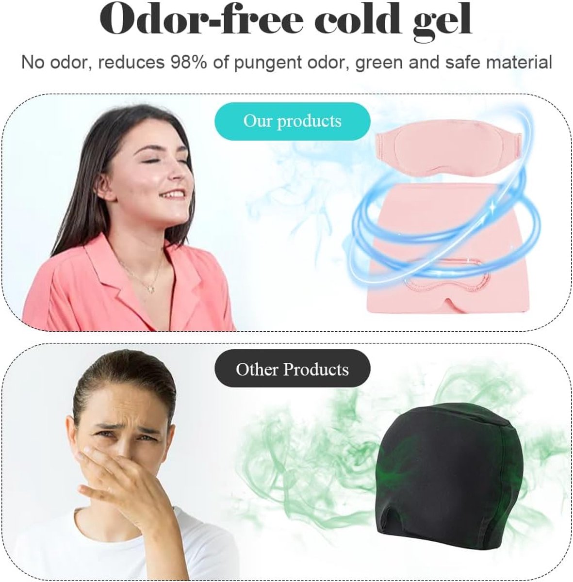 Migraine Relief Hat - Eye Mask - Cooling Eye Mask - Headache Relief - Hot & Cold Pack - 3-in-1 Pain Relief Mask - with Removable Eye Mask - Reusable - Migraine Relief Hat - Pink - Image 7