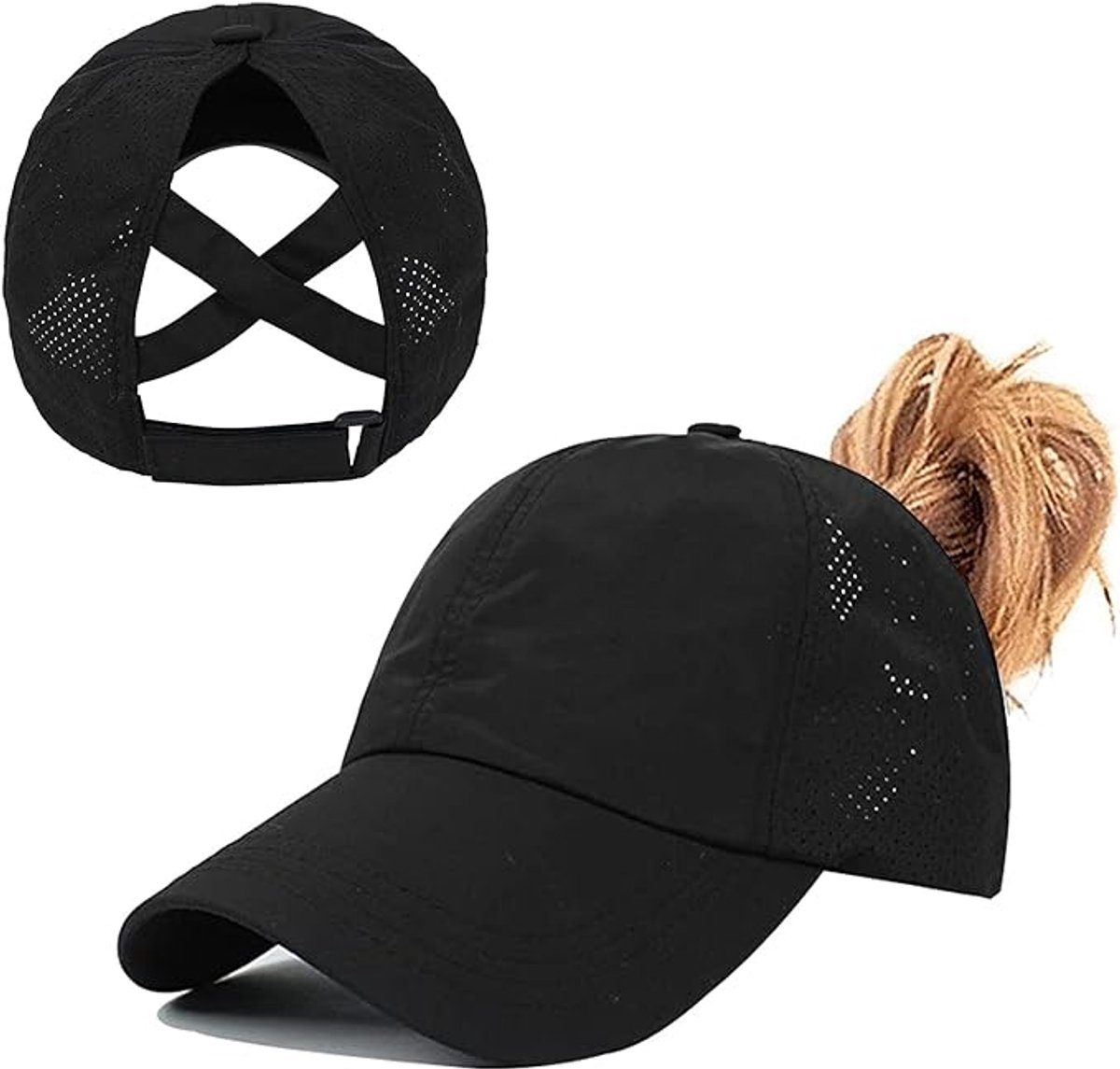 Women's ponytail baseball cap, adjustable summer cap in quick-drying breathable mesh, unisex baseball cap, sports cap - Image 1