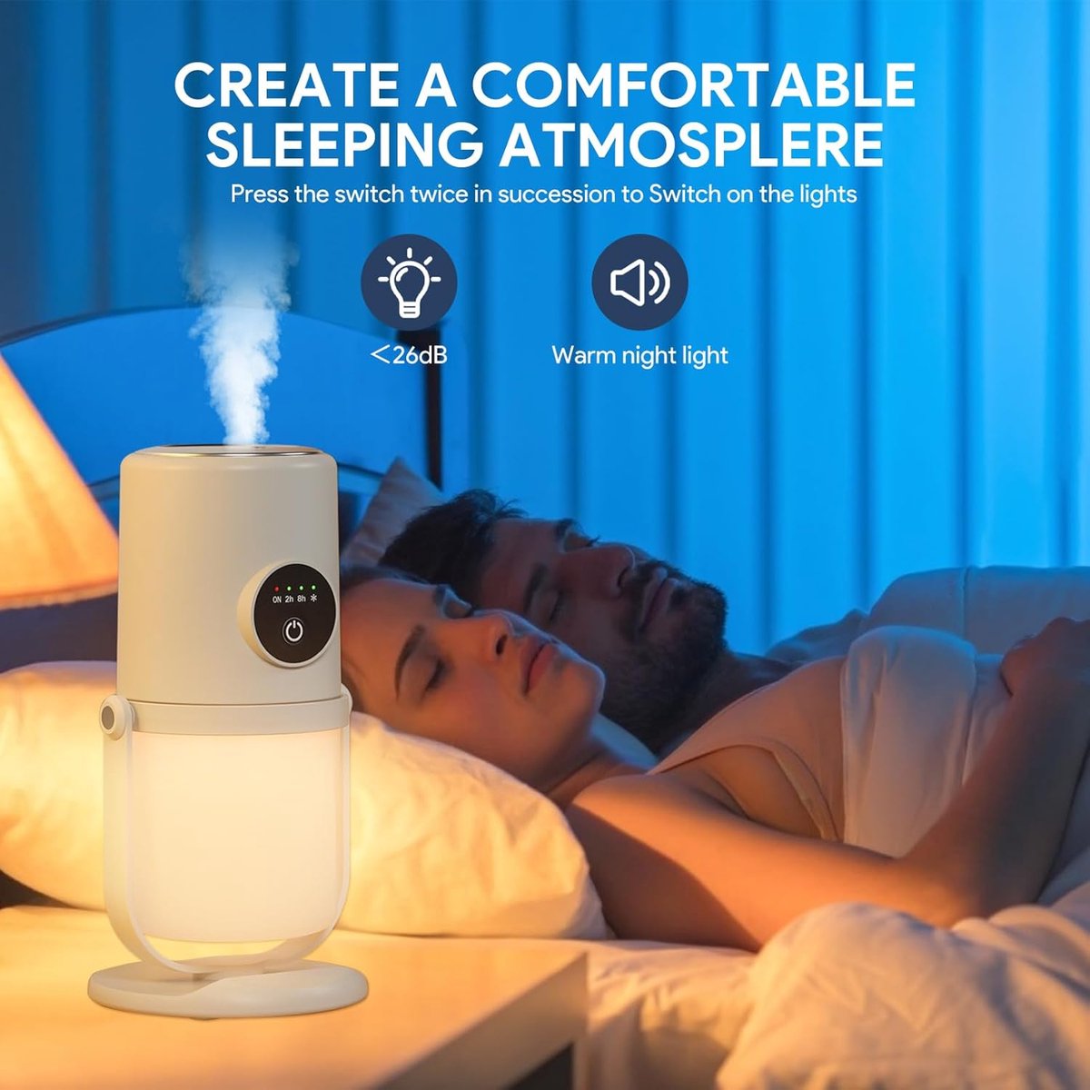 Humidifiers - Bedroom Humidifier - Cool Mist Humidifier - 280ml USB Desktop Humidifier with Night Light for Bedroom - Quiet Operation - Automatic Shut-Off - Timer - Image 7