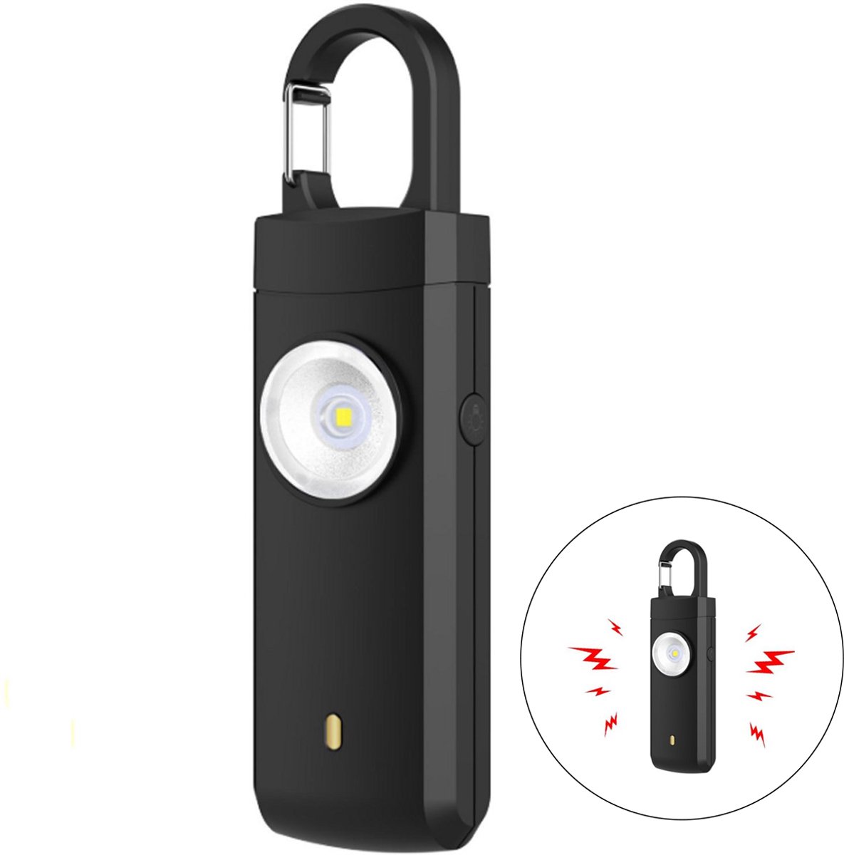 Alarm - Personal Alarm - 130 dB Sound and Flashing Light - Personal Security Alarm - Self-Defense Keychain - Personal Protection - Alarm for Seniors - Portable Security Alarm - Black - Image 1