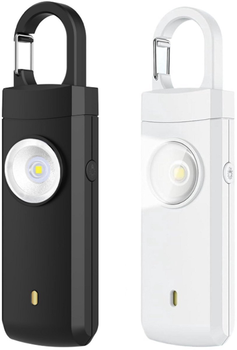 Alarm - Personal Alarm - 130 dB Sound and Intense Flashing - Personal Security Alarm - Self-Defense Keychain - Personal Protection - Senior Alarm - Portable Security Alarm - White, Black - Image 1