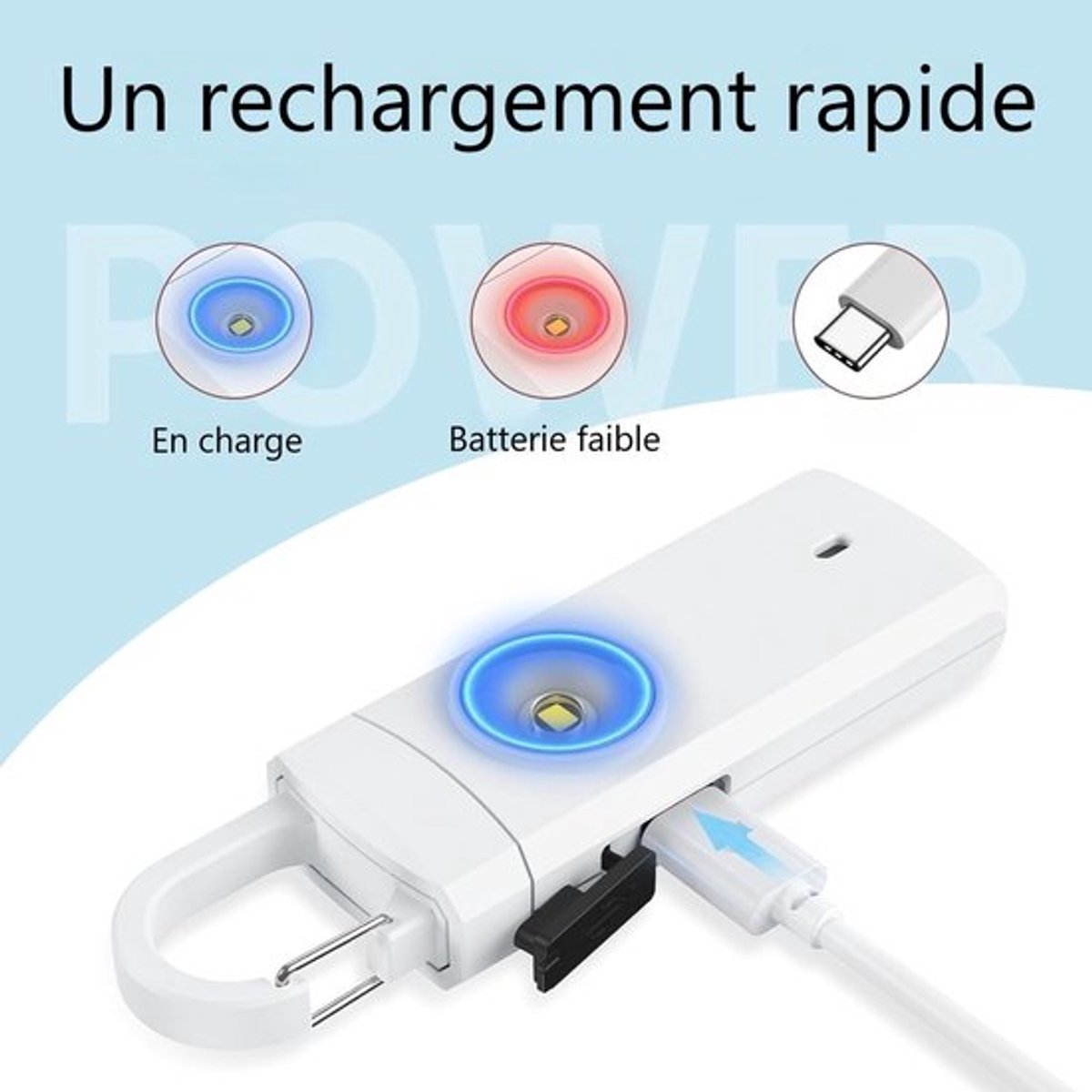 Alarm - Personal Alarm - 130 dB Sound and Intense Flashing - Personal Security Alarm - Self-Defense Keychain - Personal Protection - Senior Alarm - Portable Security Alarm - White, Black - Image 3