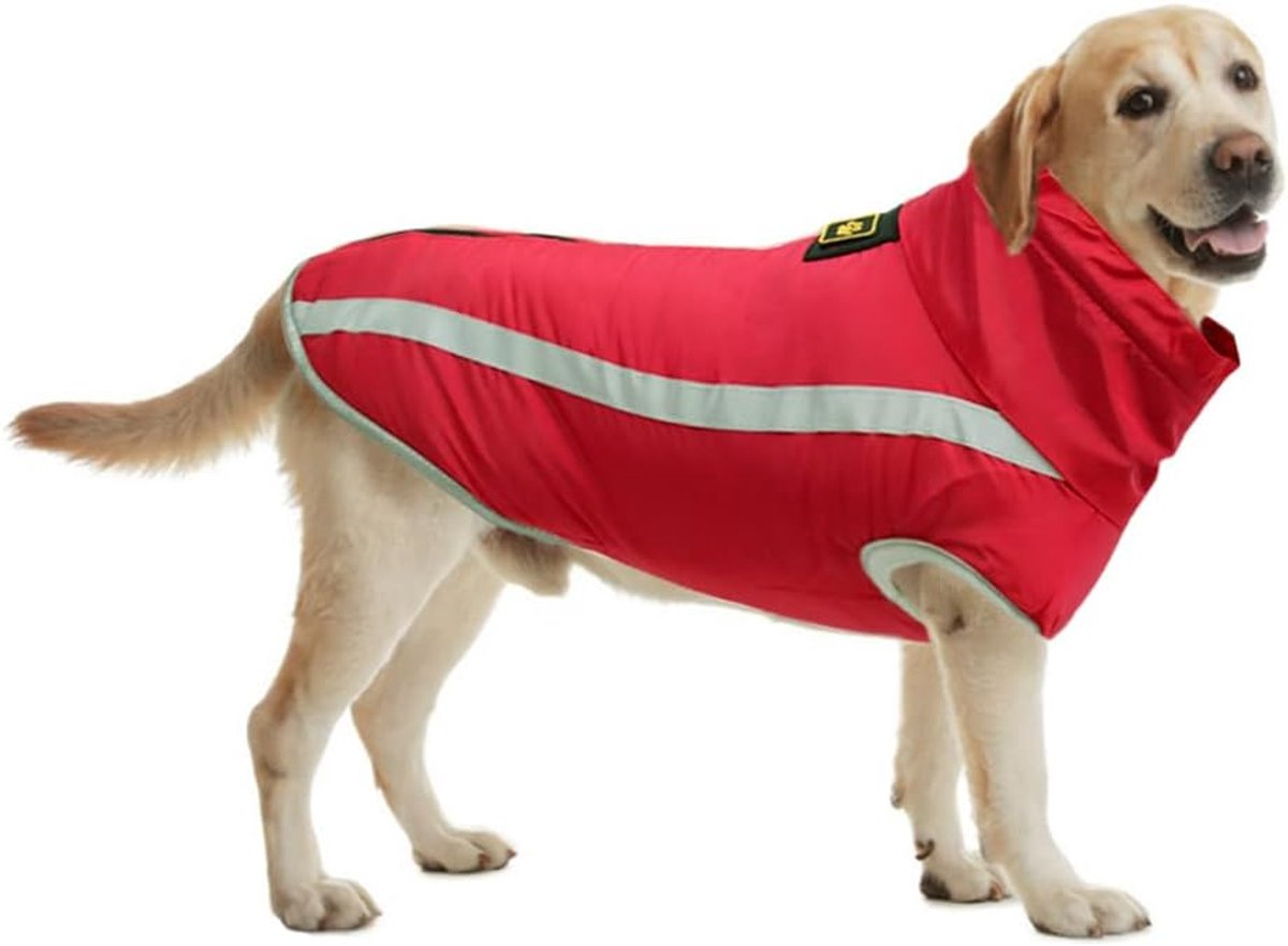 Dog Coat - Waterproof and Warm for Winter - Warm Dog Jacket - Windproof Fleece for Puppies - Reflective Outerwear - Cold Weather Vest - Perfect for Small, Medium, and Large Dogs - Red - Size 4XL - Image 1