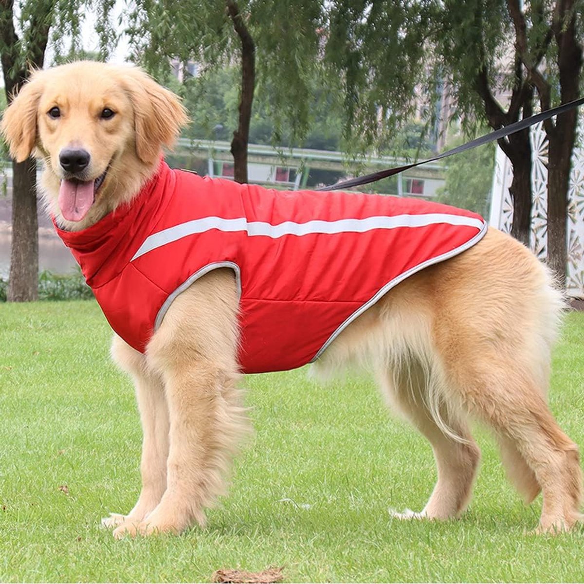 Dog Coat - Waterproof and Warm for Winter - Warm Dog Jacket - Windproof Fleece for Puppies - Reflective Outerwear - Cold Weather Vest - Perfect for Small, Medium, and Large Dogs - Red - Size 4XL - Image 2