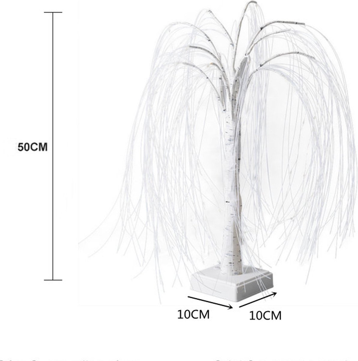 Elegant 50cm tall LED willow lamp with 7 modes - for living room and bedroom - Dual Power (USB and battery), warm white ambient light, Design - white - Image 4