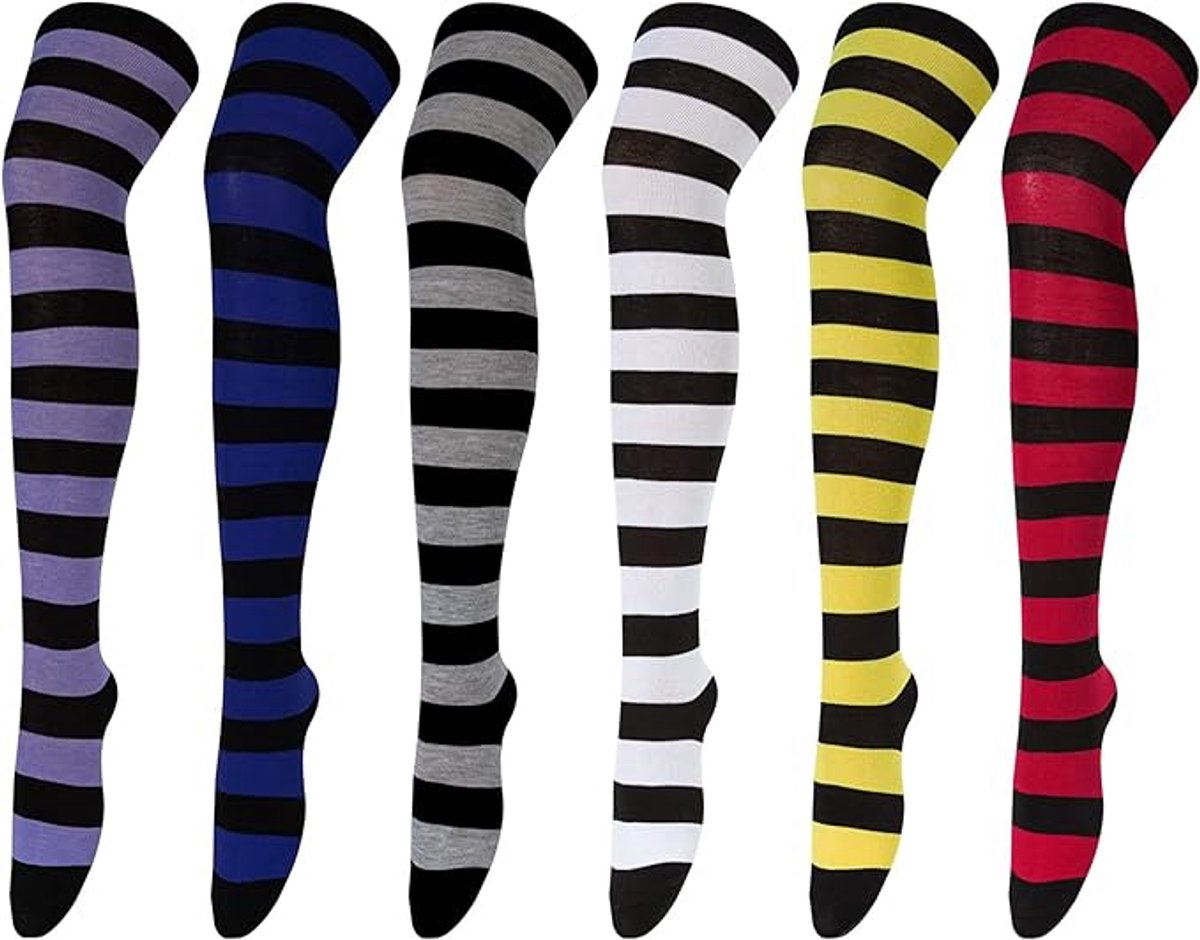 Socks - Women's Knee-High Socks - High Knee-High Socks - Sexy Socks - Women's Knee-High Socks - Stockings - Leg Warmers - Casual Outfit - Role Play - 6 Pairs - Image 1