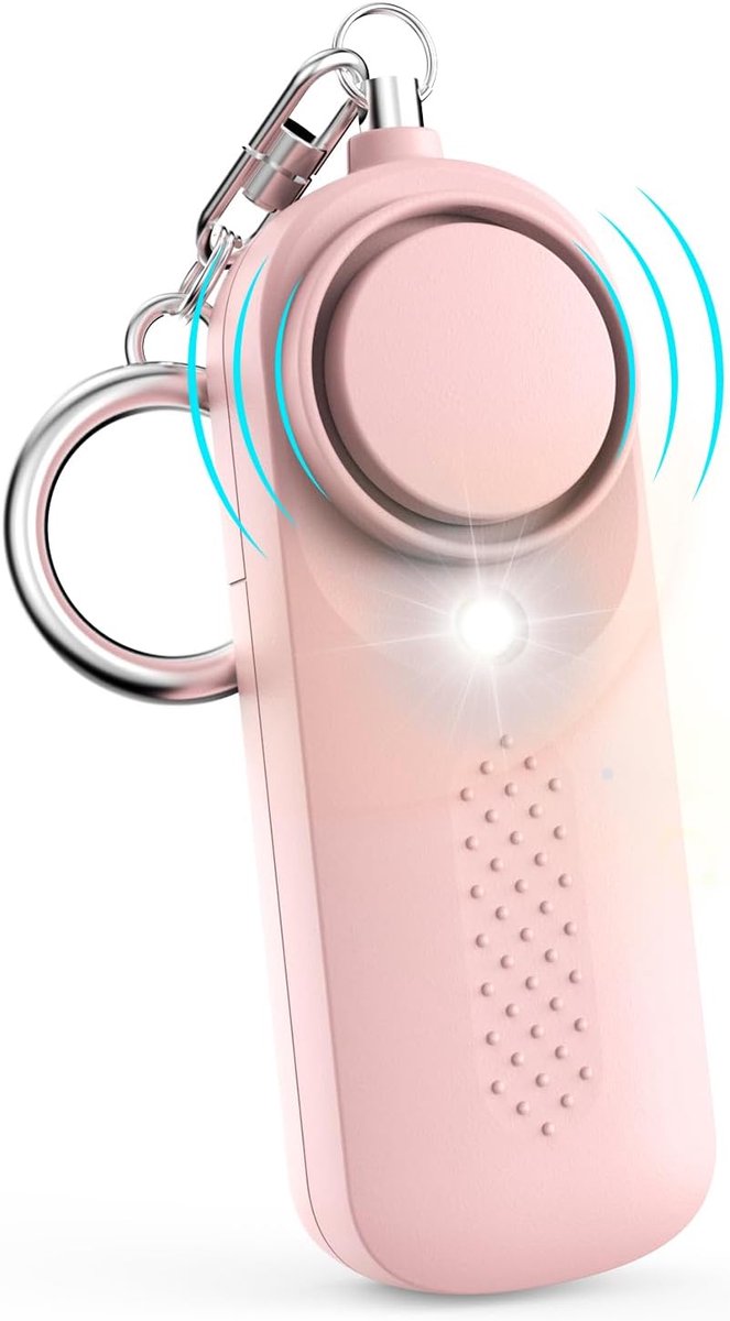 Personal alarm - 130 dB - Security siren - Self-defense siren - With LED light-up keychain - For children, women, students and seniors (pink) - Image 1