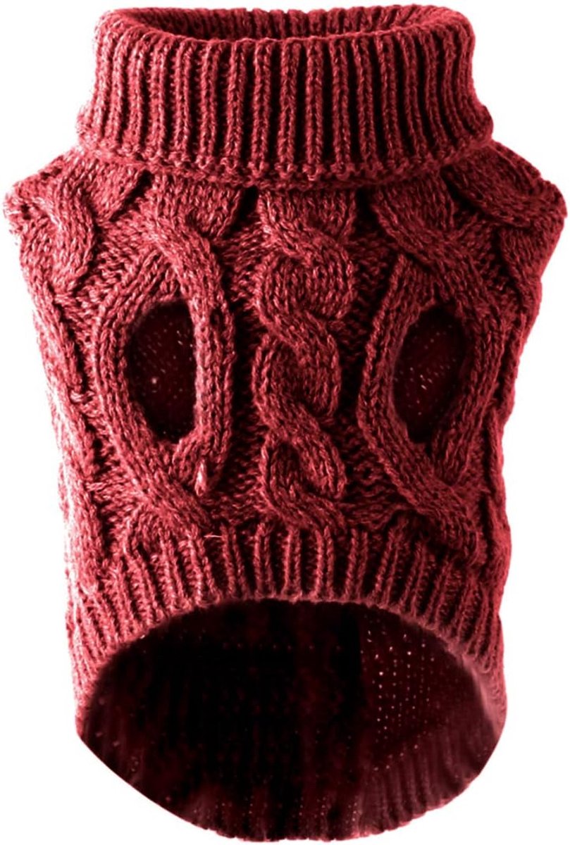 Dog Coat - Dog Vest - Warm Dog Coat - Winter Dog Sweater - Soft Knitted Wool Dog Clothes - Crochet Coat - Perfect for Small and Medium Dogs - Size L - Red - Image 1