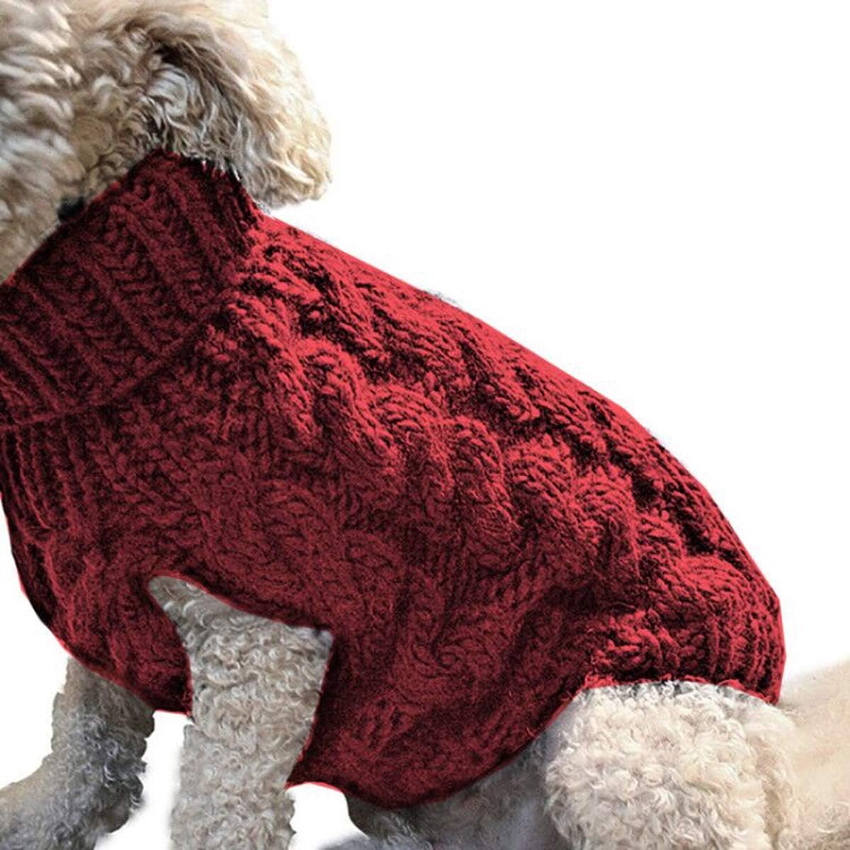 Dog Coat - Dog Sweater Vest - Warm Dog Coat - Winter Dog Sweater - Soft Knitted Wool Dog Clothes - Crochet Coat - Perfect for Small Dogs - Medium-Sized Dogs - Size XL - Red - Image 1
