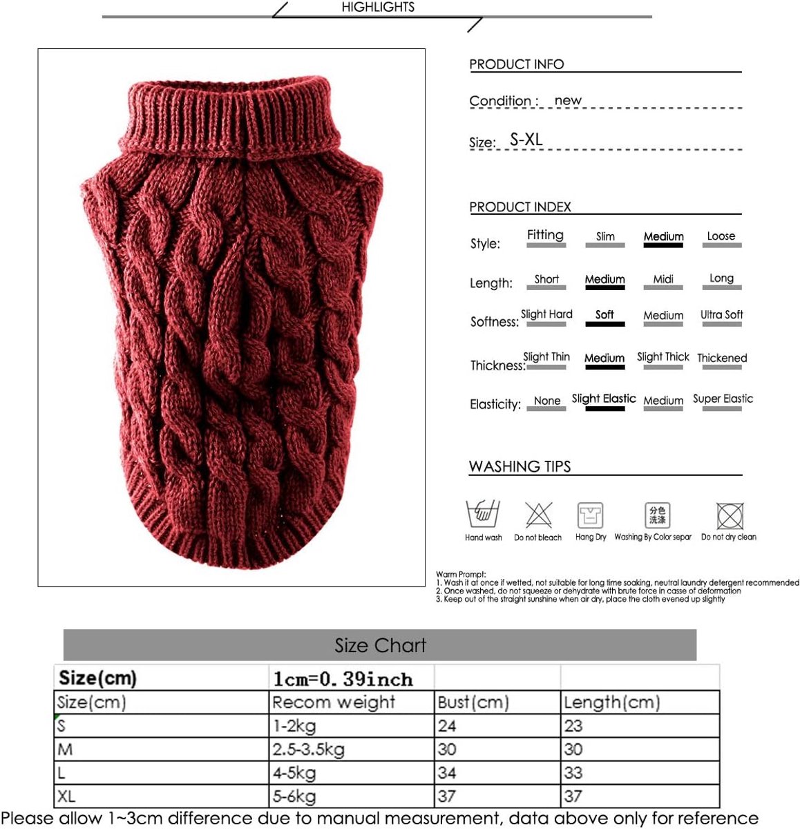Dog Coat - Dog Sweater Vest - Warm Dog Coat - Winter Dog Sweater - Soft Knitted Wool Dog Clothes - Crochet Coat - Perfect for Small Dogs - Medium-Sized Dogs - Size XL - Red - Image 2