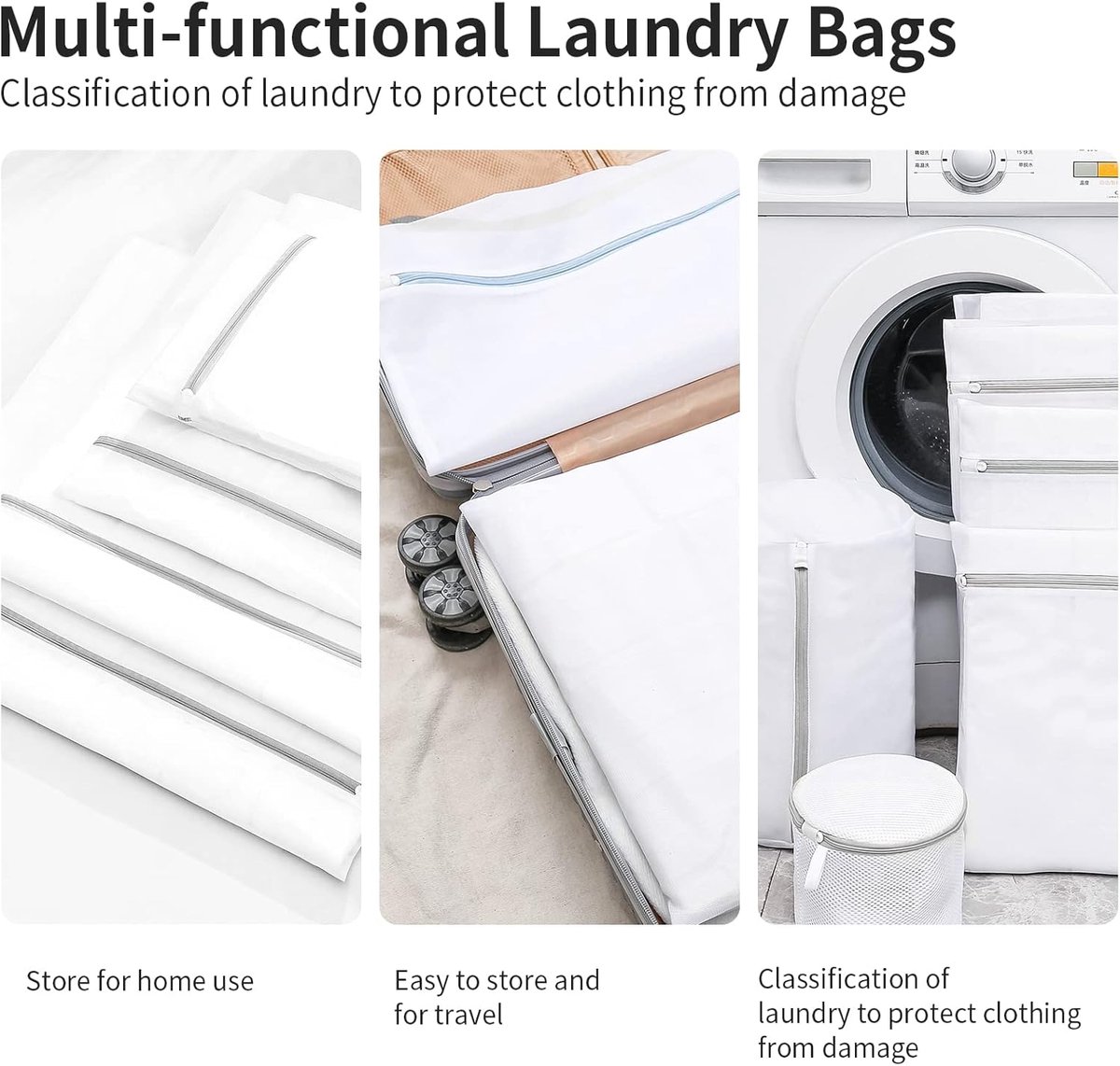 Set of 3 Mesh Laundry Bags - Laundry Nets - Groot Laundry Net - Durable Bags - Delicate Clothes - Perfect for the Washing Machine - Jackets - Jeans - 30 x 40 cm - Household Accessory - Image 6