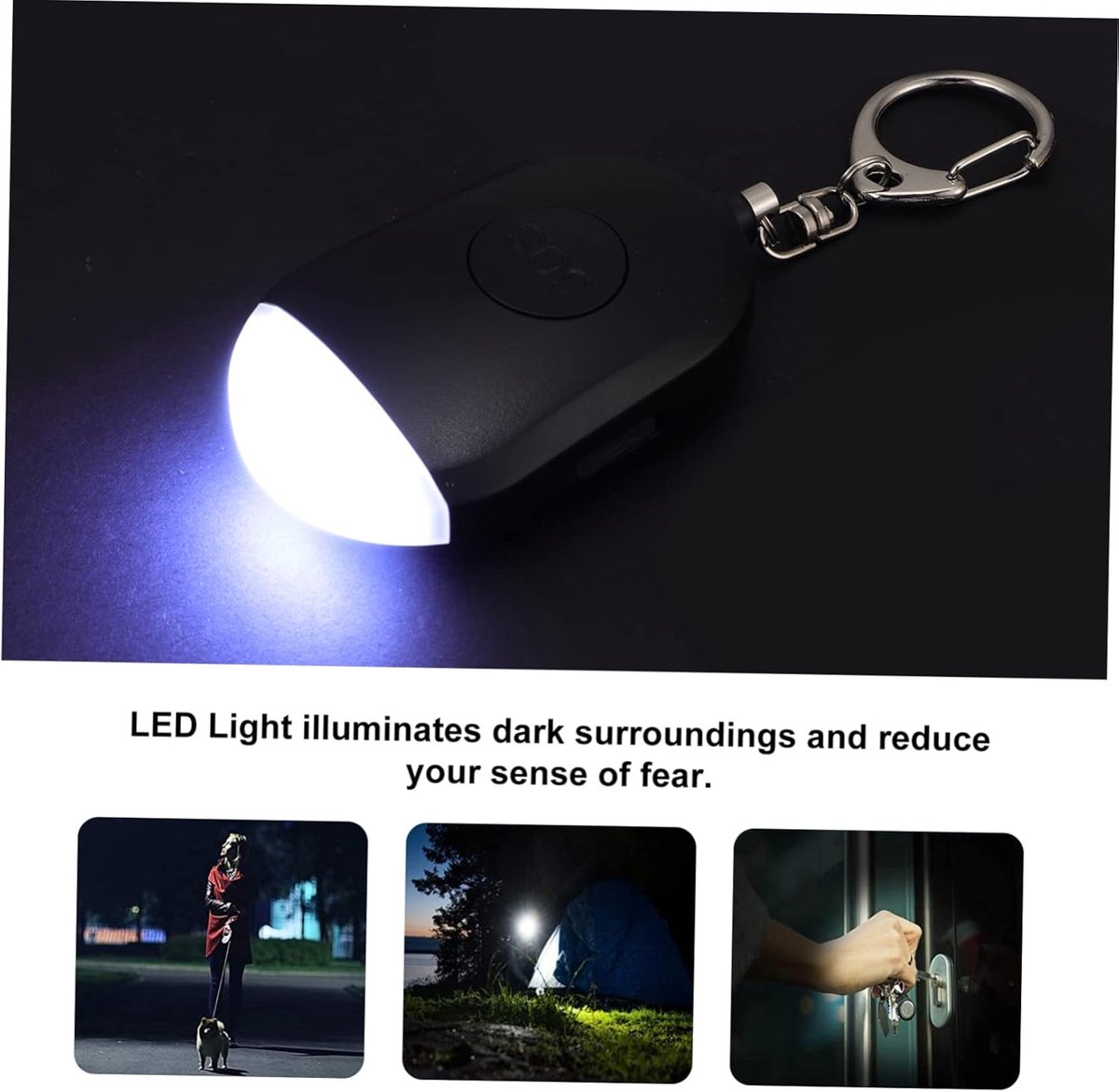 Portable Security Alarm - Personal Alarm - with LED - Emergency Alarm - SOS Button - Alarm Keychain - for Women - Personal Alarm for Outdoor Activities - Personal Alarm Keychain (Black) - Image 2