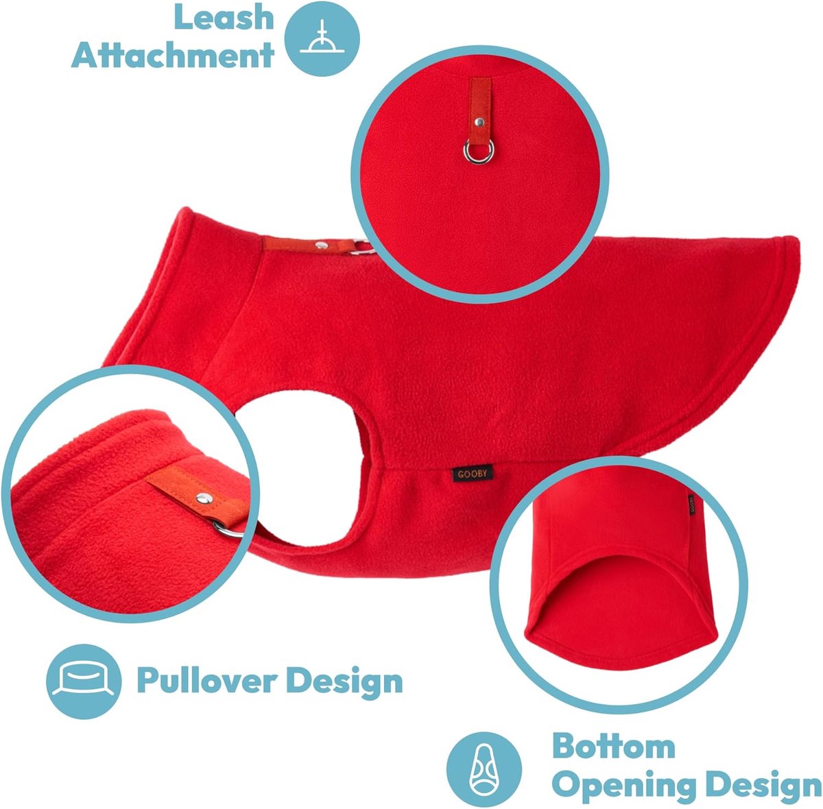 Dog Coat - Fleece Dog Vest - Winter Dog Sweater - Warm Dog Coat - Leash with O-Ring - Perfect for Small and Medium Dogs - Red - Size S - Image 3