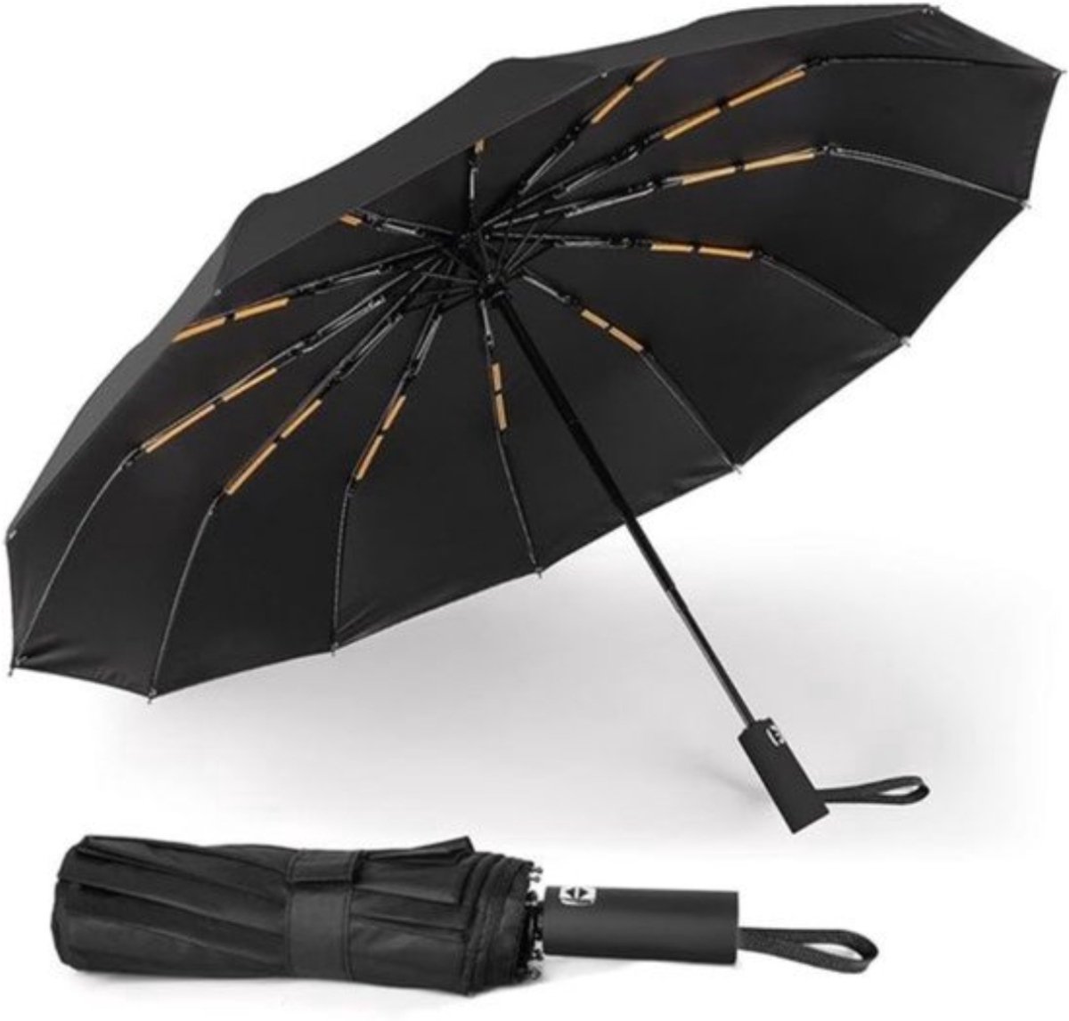Folding umbrella, safety umbrella, windproof, pocket umbrella, automatic open and close, 105 cm, golf umbrella, 12 reinforced fiberglass ribs, 210T nylon umbrella, travel umbrella with UV protection - Image 1
