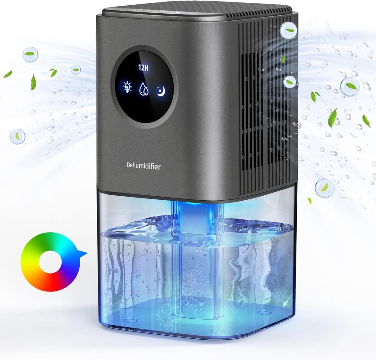 Dehumidifier - Intelligent Ultra - Silent Dehumidifier - Ultra-Quiet Portable Dehumidifier - For Drying Laundry - Dehumidifies Bedrooms, Bathrooms, Wardrobes, and Caravans - Black - Image 1