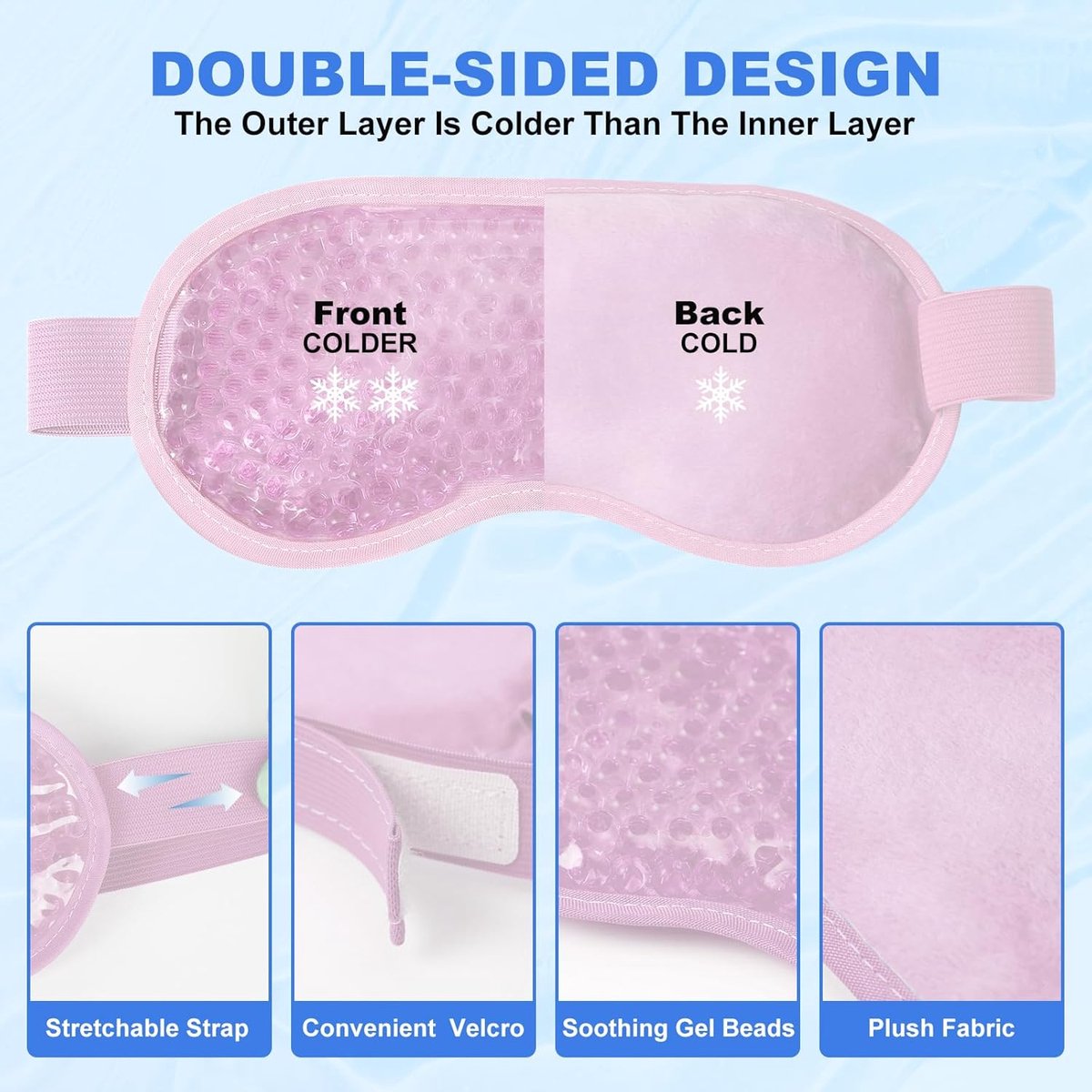 Cooling Eye Masks - Set of 2 - Sleep Eye Masks - Can be used hot or cold - Reusable hot and cold therapeutic gel beads - Relaxing - Gel - Pink - For anti-stress skincare - Image 4