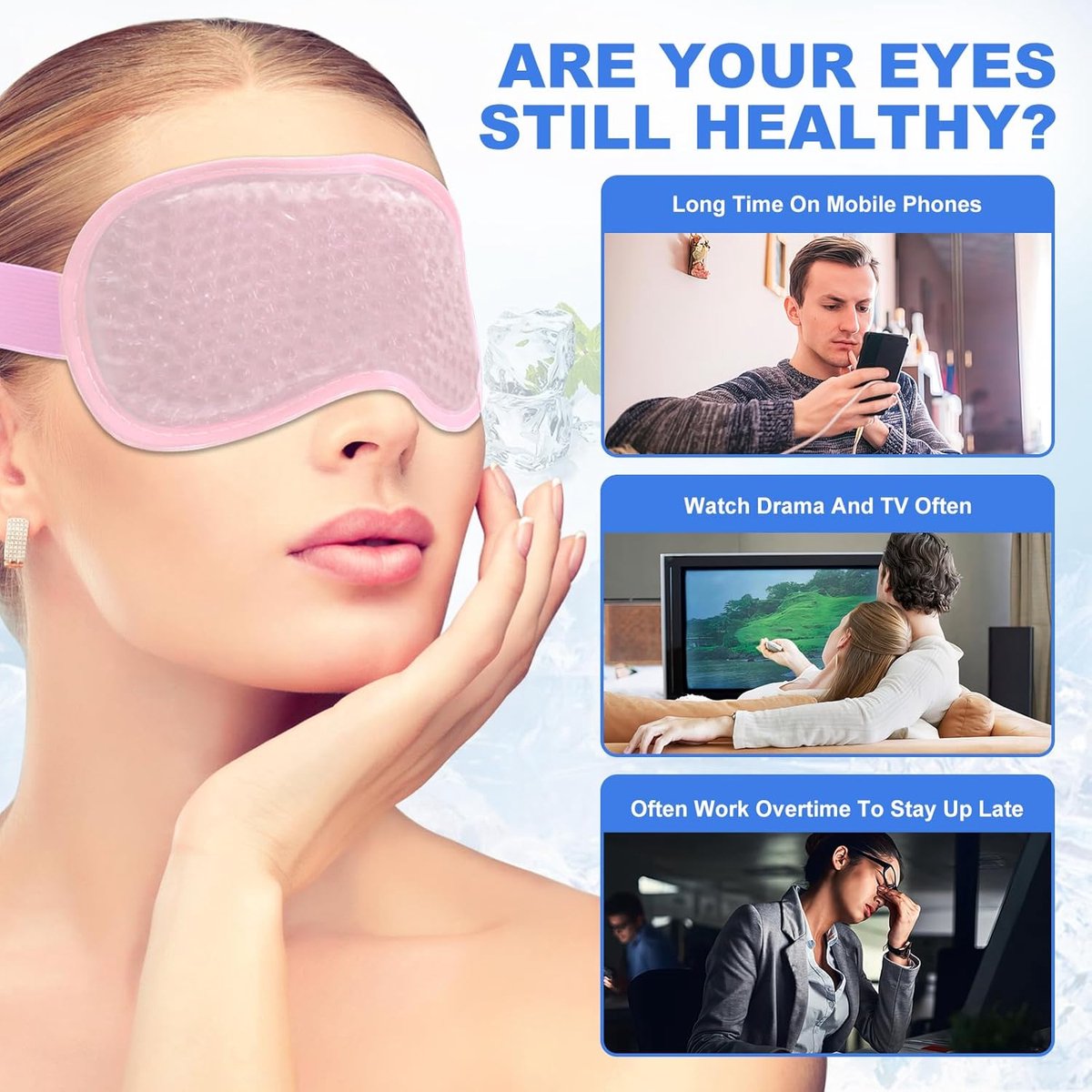 Cooling Eye Masks - Set of 2 - Sleep Eye Masks - Can be used hot or cold - Reusable hot and cold therapeutic gel beads - Relaxing - Gel - Pink - For anti-stress skincare - Image 5