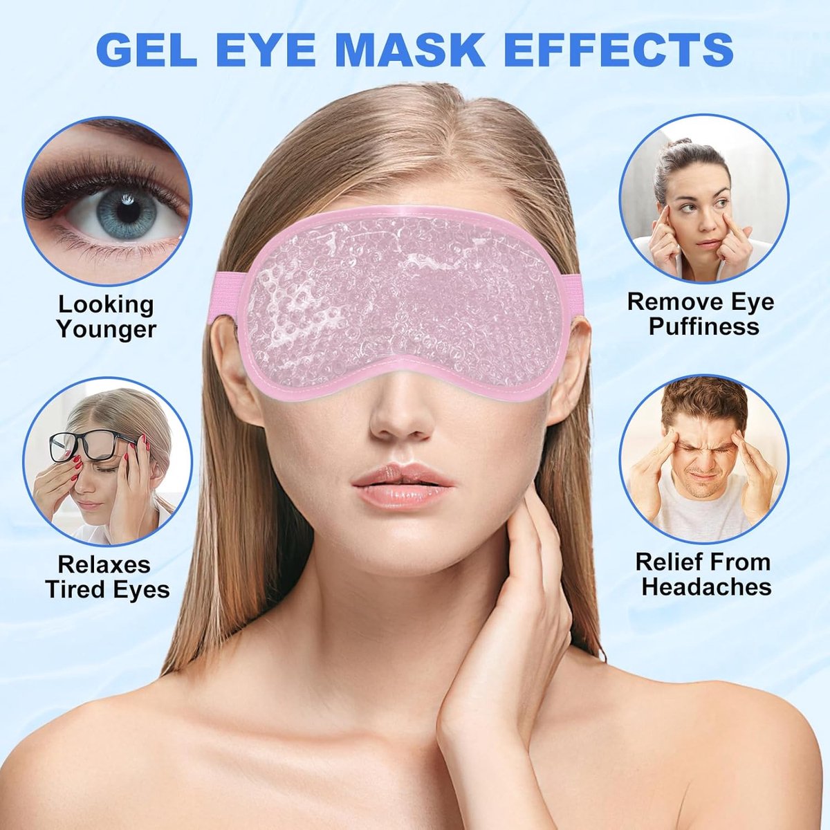 Cooling Eye Masks - Set of 2 - Sleep Eye Masks - Can be used hot or cold - Reusable hot and cold therapeutic gel beads - Relaxing - Gel - Pink - For anti-stress skincare - Image 6