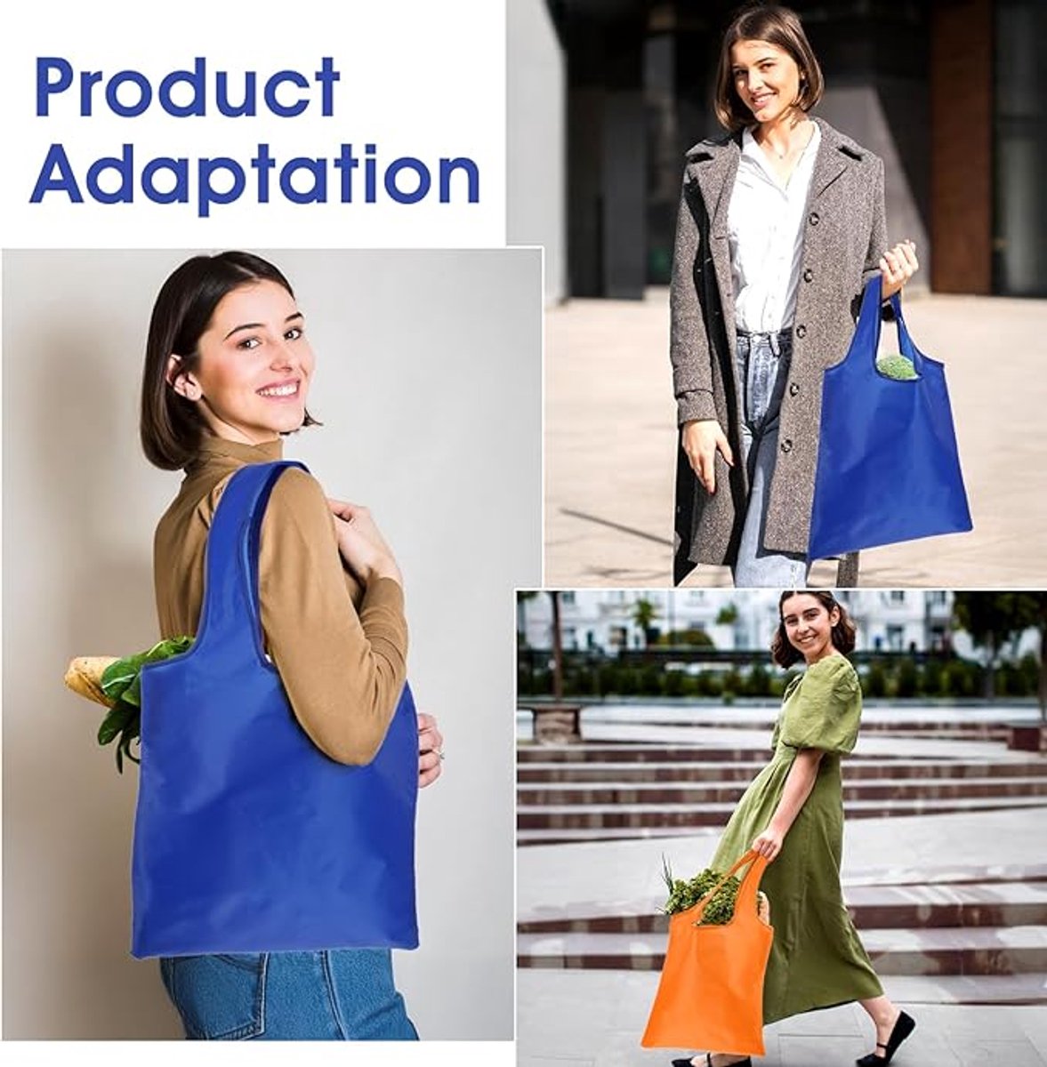 Tote bags, shopping bags, foldable shopping bags in sets of two, printed shopping bags, foldable bags with flowers, reusable shopping bags, fabric bags with handles, large shopping bags for travel, etc. - Image 2