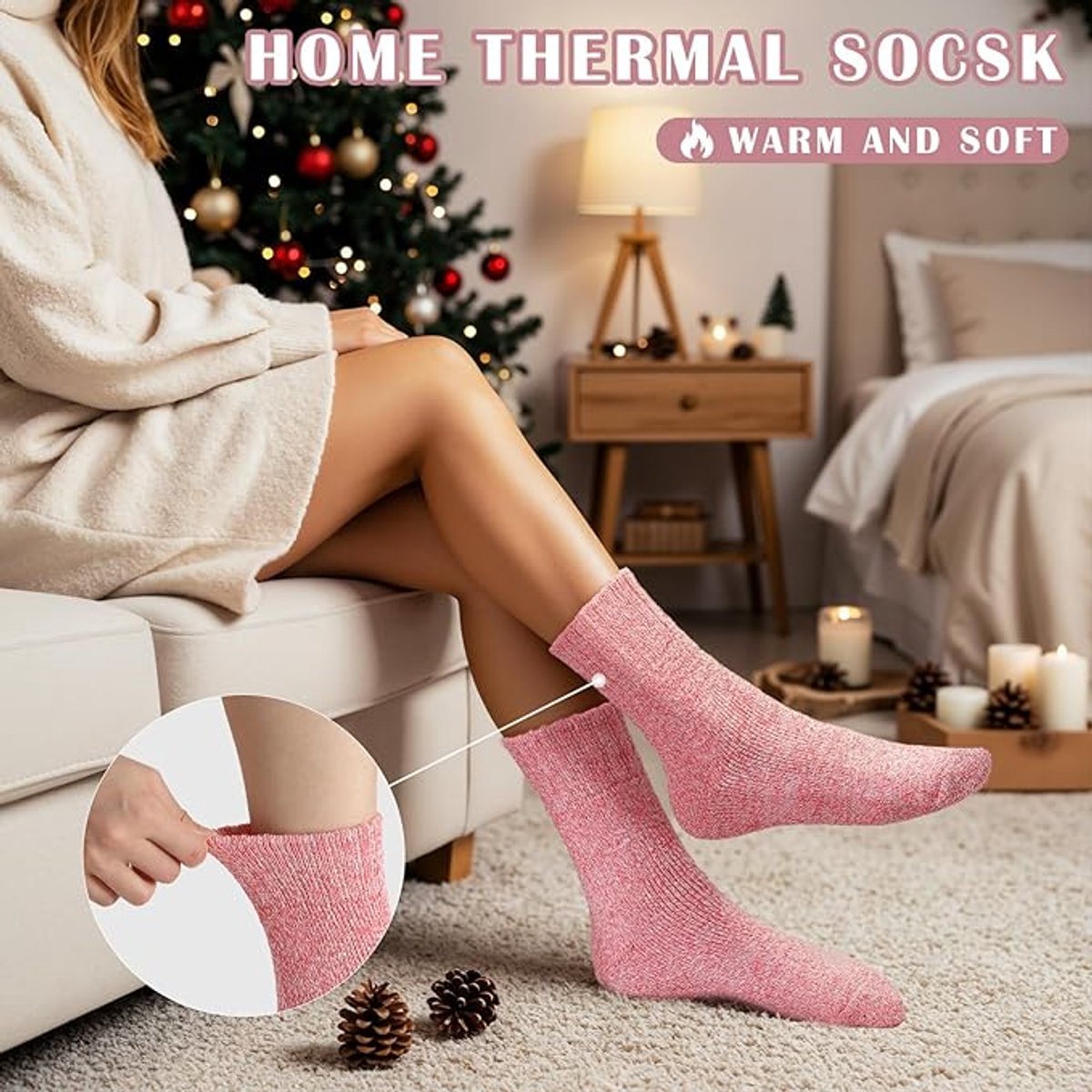 Socks - Indoor socks - Night socks - Warm winter socks - Warm women's socks - Thick - Winter - Women - Girls - Home - Night - Christmas gifts - Image 6