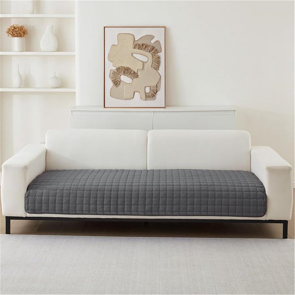 Sofa cover - Corner sofa cover - Flannel sofa cover - Winter sofa cover - Sofa cushion cover - Corner sofa cover for 1/2/3/4 people - L-shaped sofa cover - Grey - 70 x 70 cm - Image 3