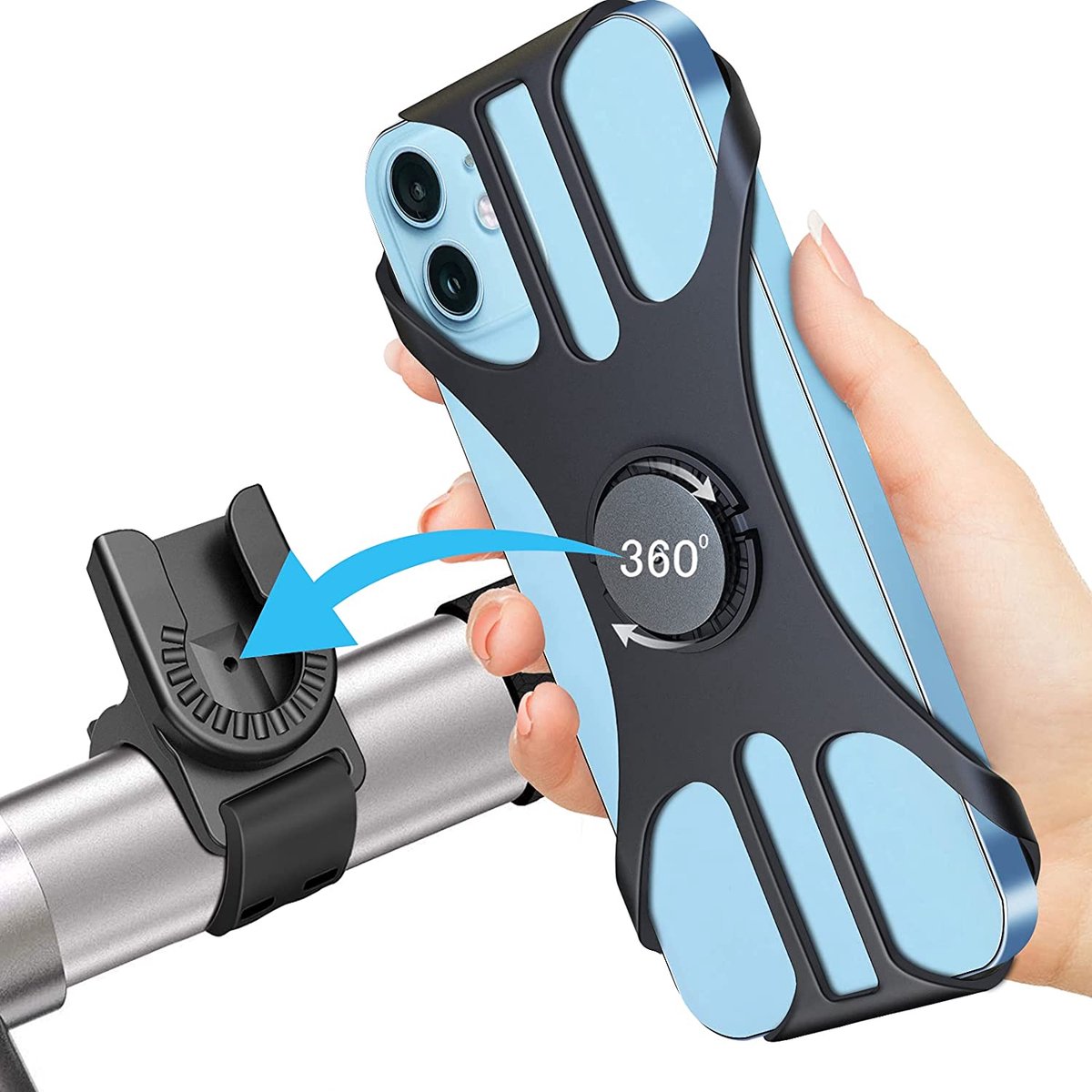 Universal bicycle phone mount, removable, 360-degree adjustable, for smartphones from 4.5 to 0 inches - Image 1