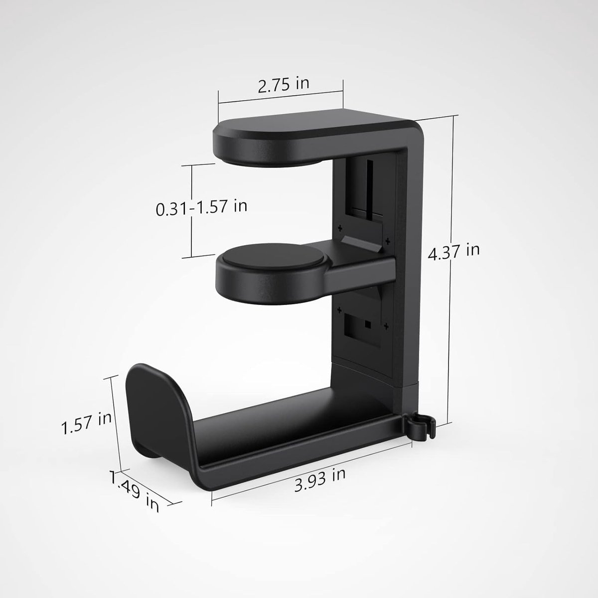 Headset Stand - Headset Holder - Rotating Headset Stand - Gaming Headset Stand - With 360-Degree Rotation and Cable Clip Organizer - Adjustable Clamp Mount Under Desk - Black - Image 3